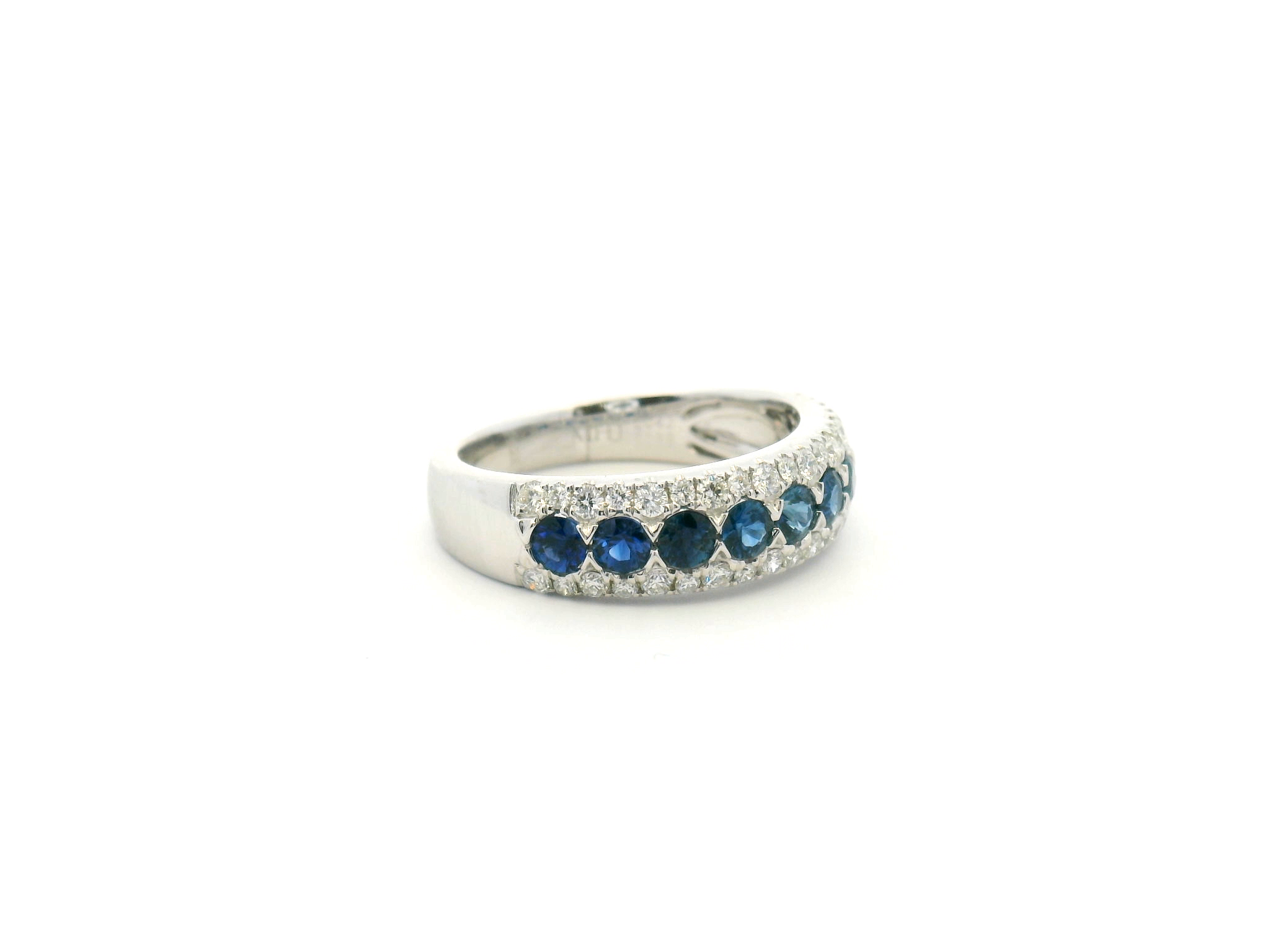 Blue Sapphire and Diamond Border Cocktail Ring