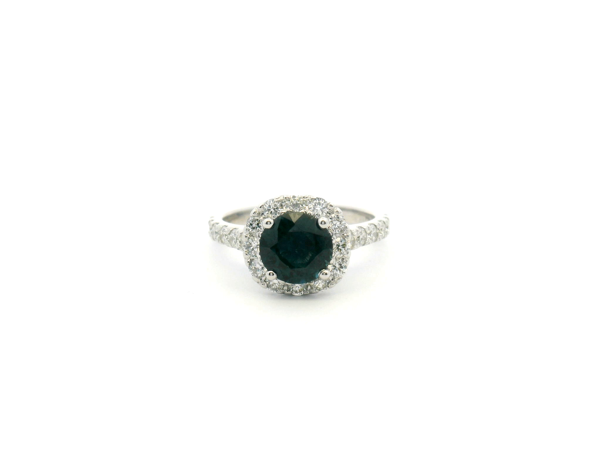 Blue Sapphire Halo Diamond Cocktail Ring