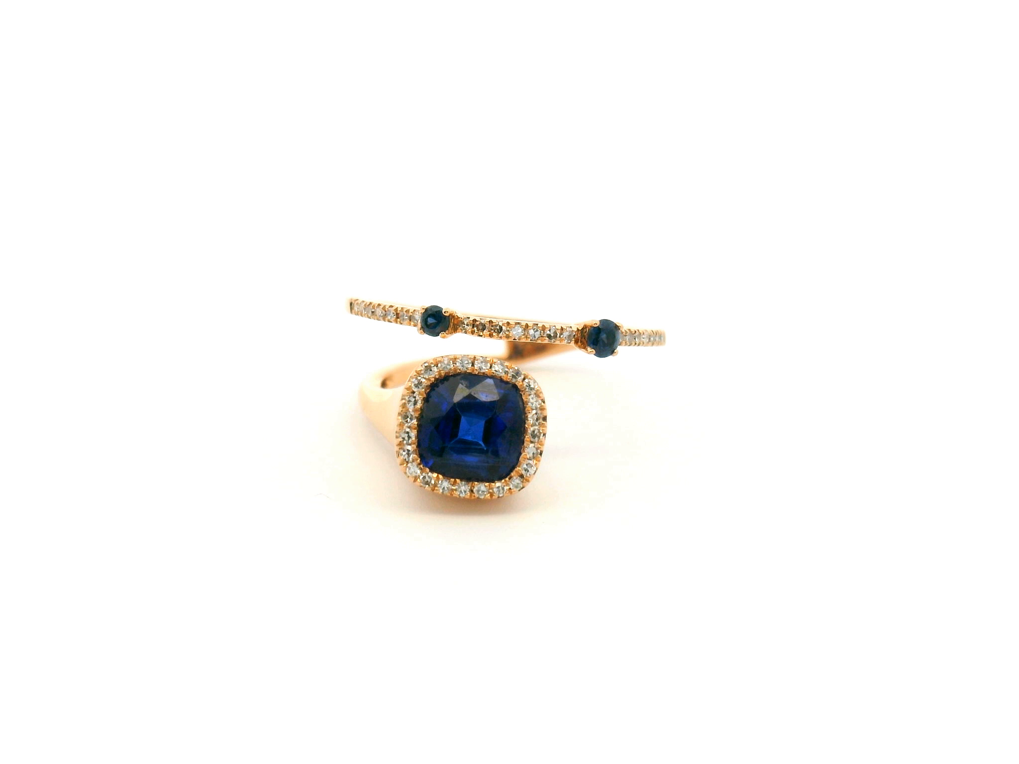 Blue Sapphire Diamond Wrap Cocktail Ring