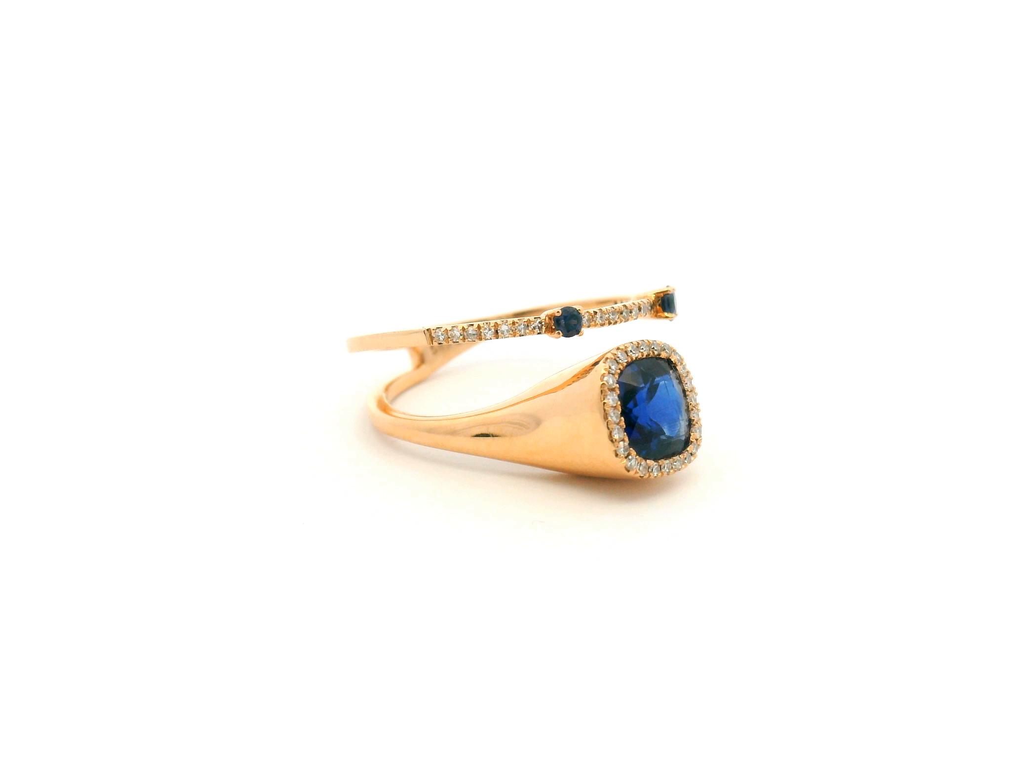 Blue Sapphire Diamond Wrap Cocktail Ring