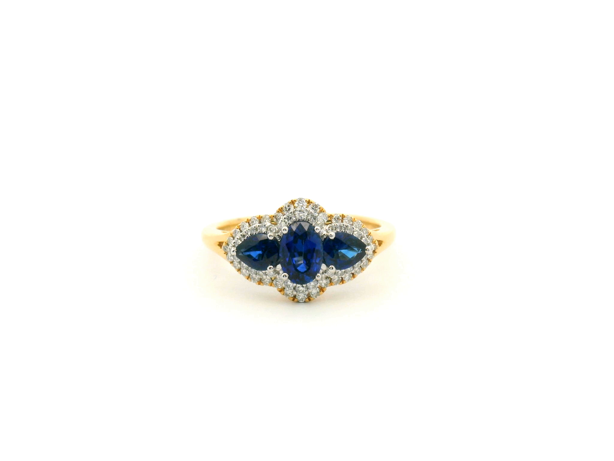 Blue Sapphire Halo Cocktail Ring