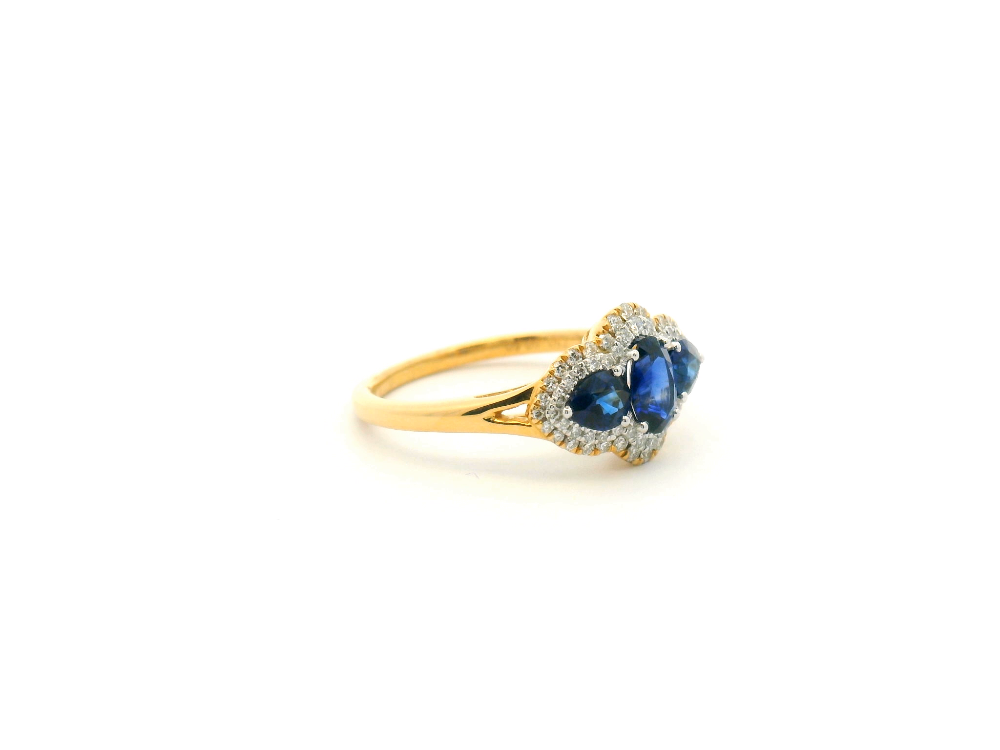 Blue Sapphire Halo Cocktail Ring