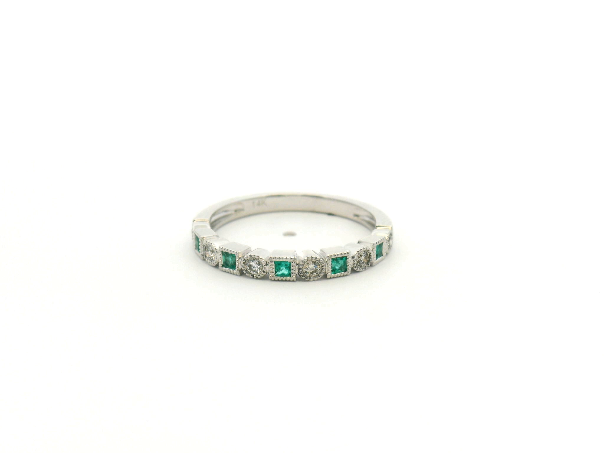 Emerald & Diamond Bezel Stackable Band