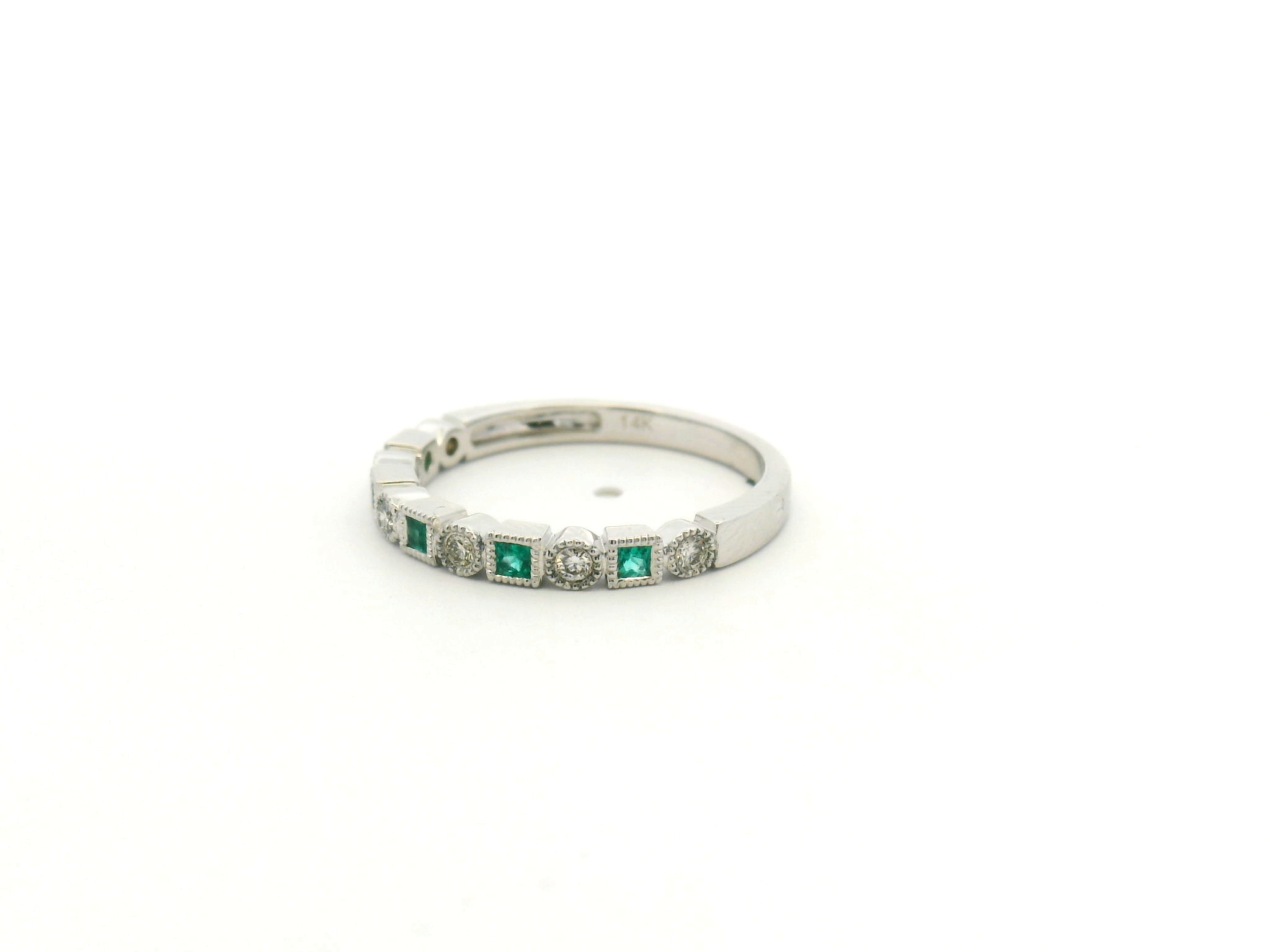 Emerald & Diamond Bezel Stackable Band