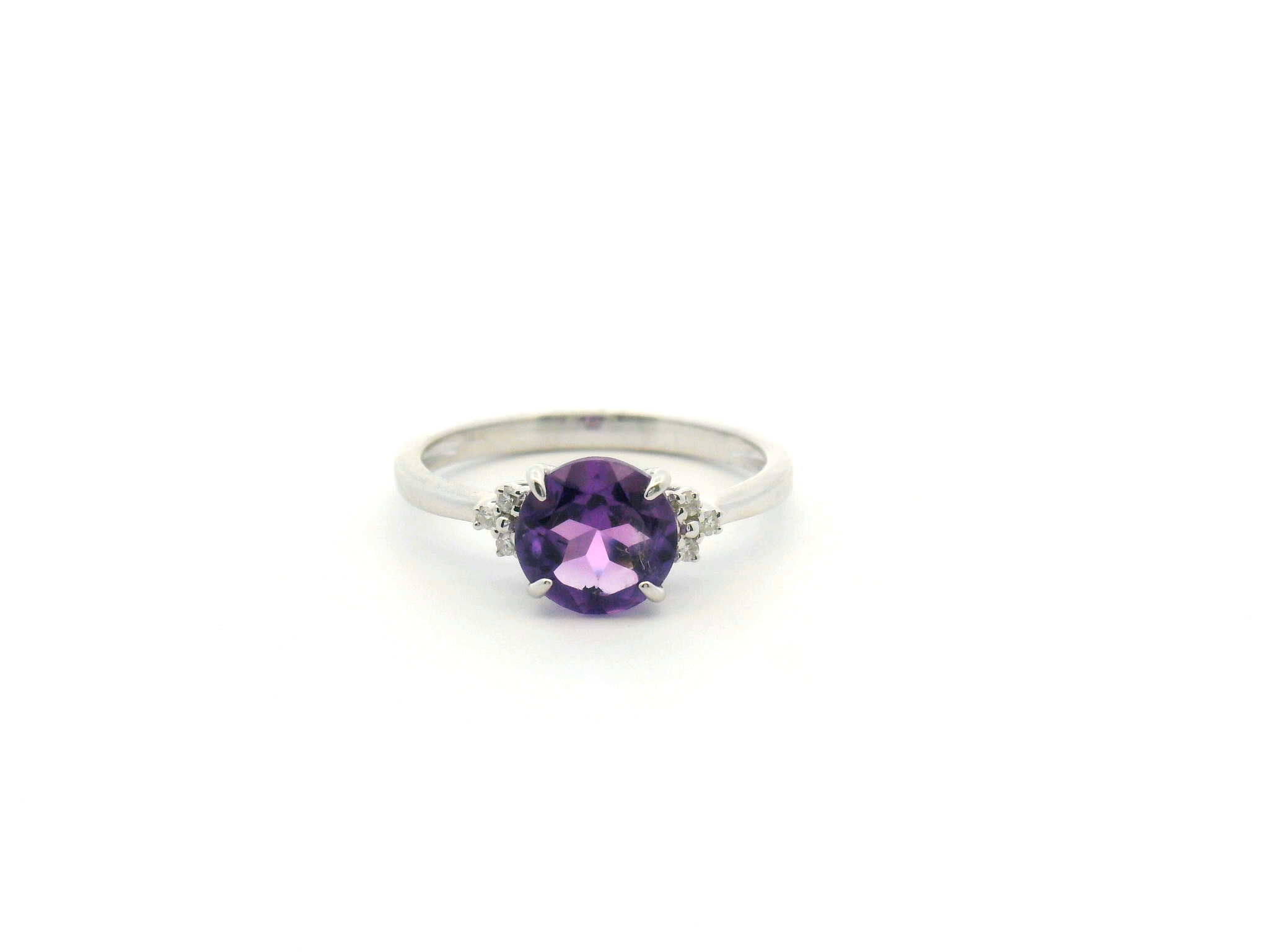 Amethyst Diamond Side Cluster Ring