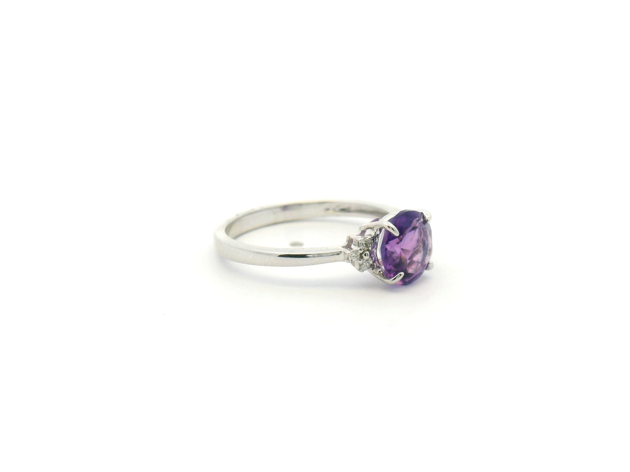 Amethyst Diamond Side Cluster Ring