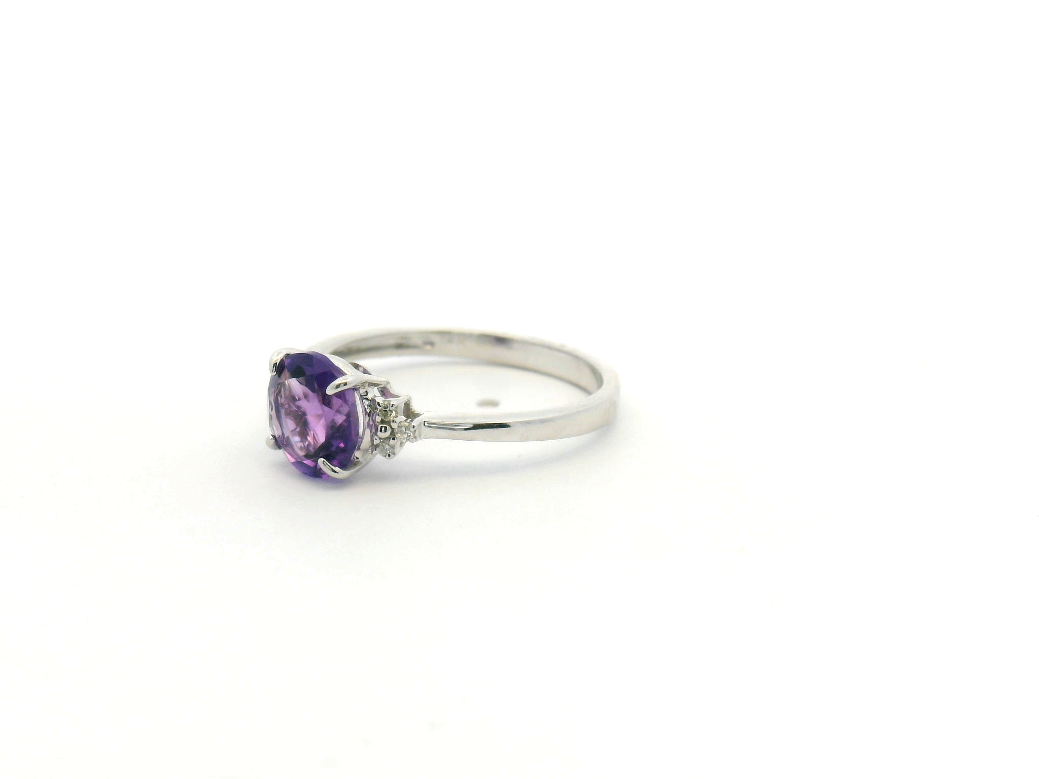 Amethyst Diamond Side Cluster Ring