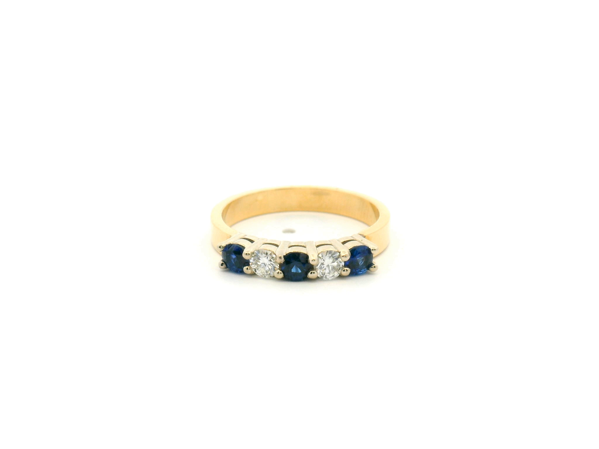 Blue Sapphire & Diamond Alternating Stackable Band