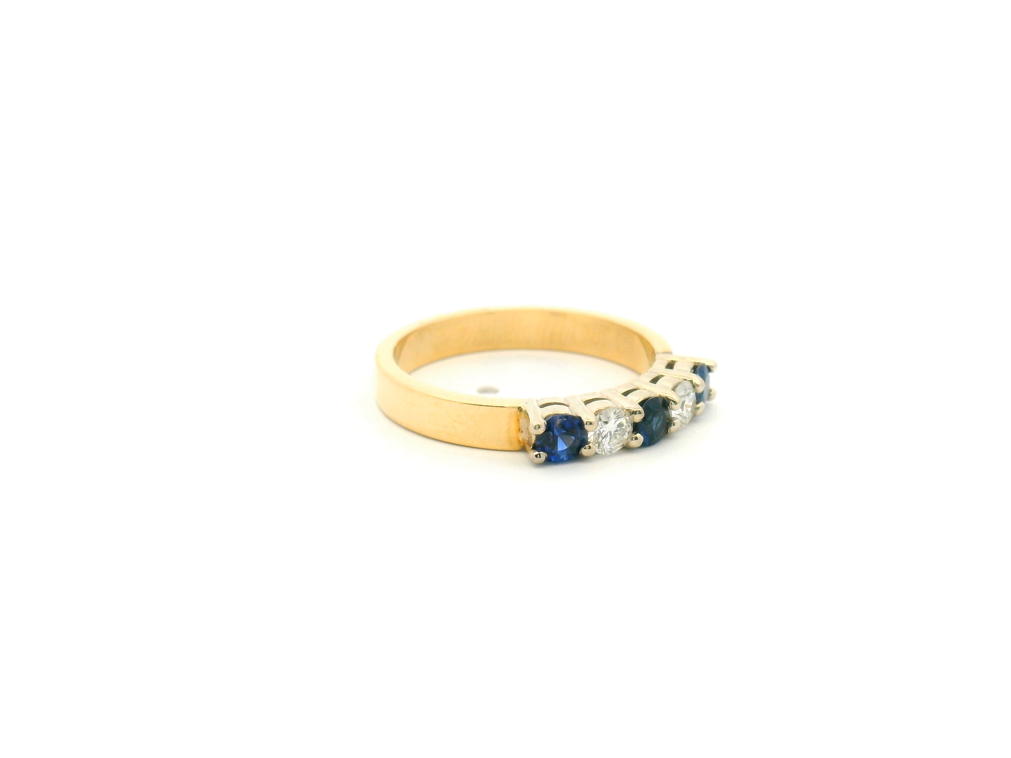 Blue Sapphire & Diamond Alternating Stackable Band