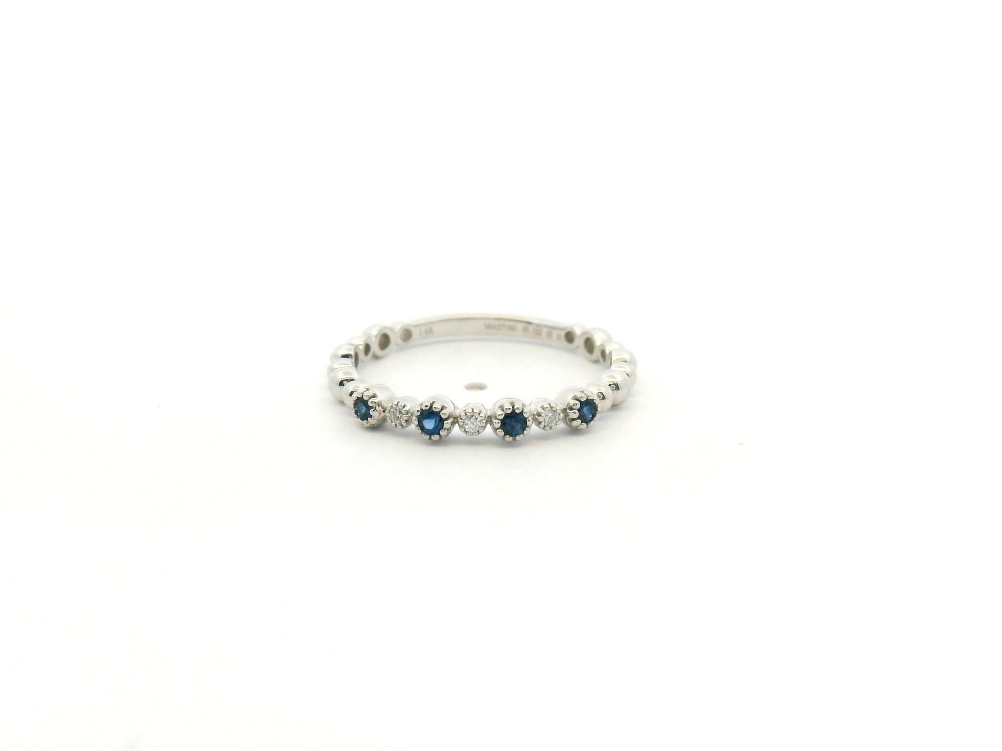 Blue Sapphire & Diamond Stackable Ring