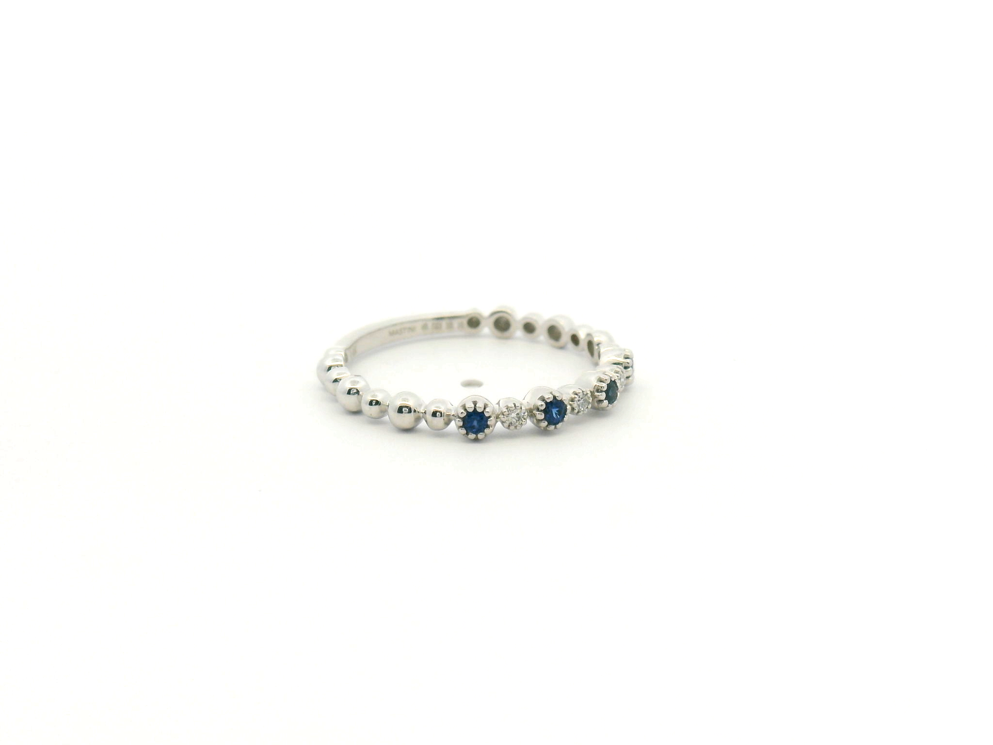 Blue Sapphire & Diamond Stackable Ring