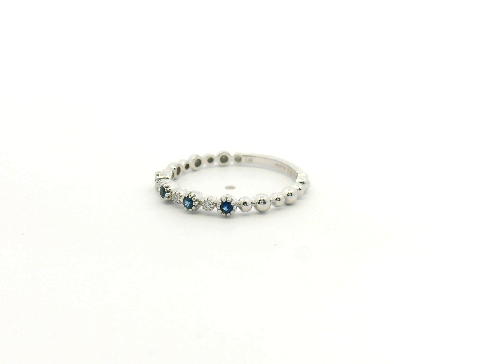 Blue Sapphire & Diamond Stackable Ring
