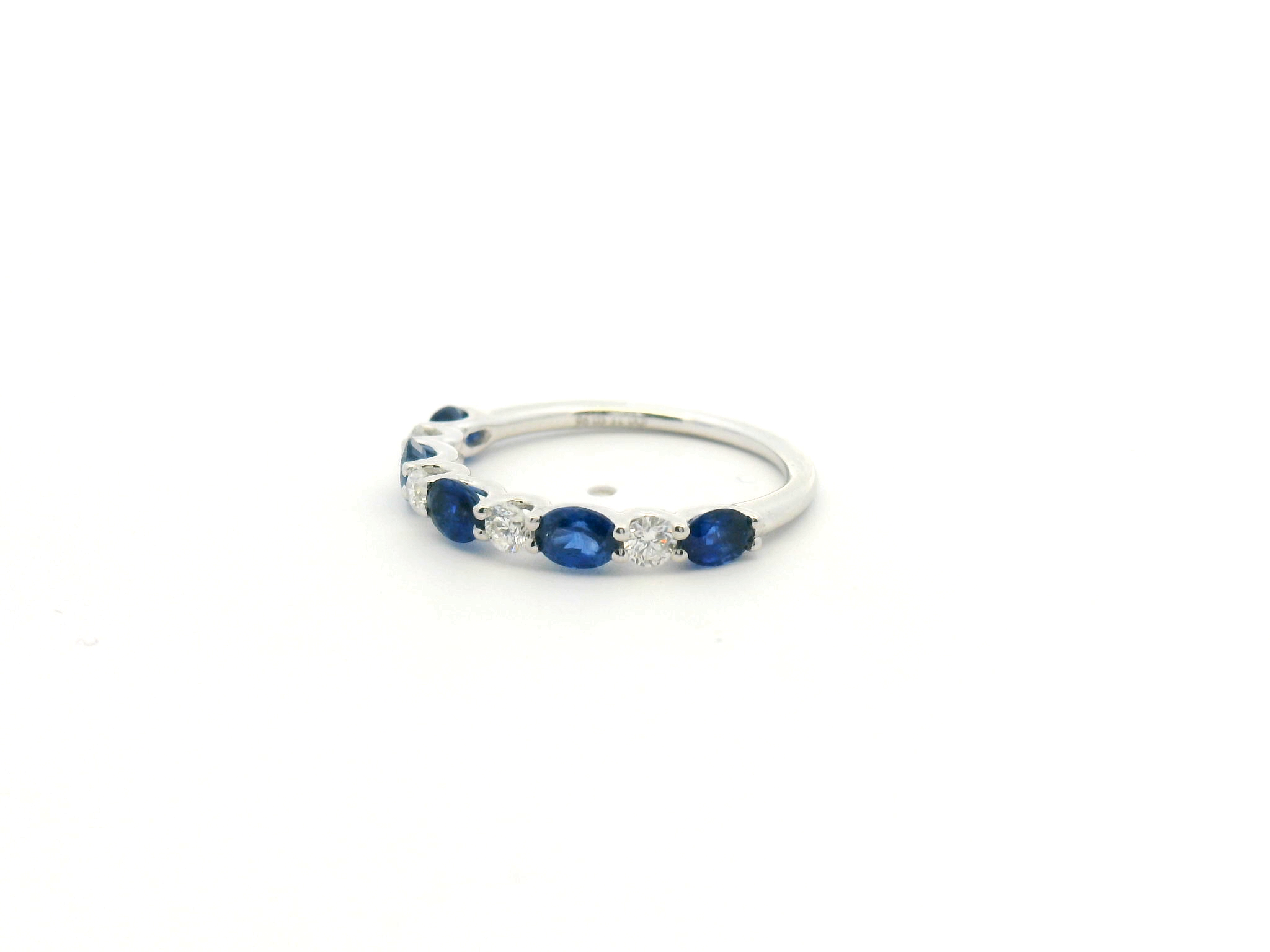 Blue Sapphire & Diamond Alternating Stackable Band