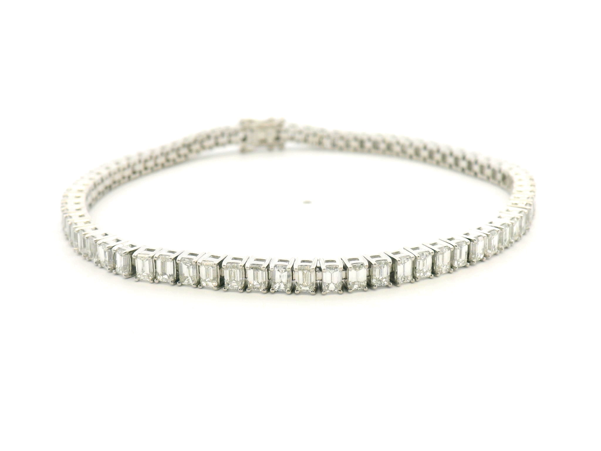 Emerald Cut Diamond Straight-Line Tennis Bracelet