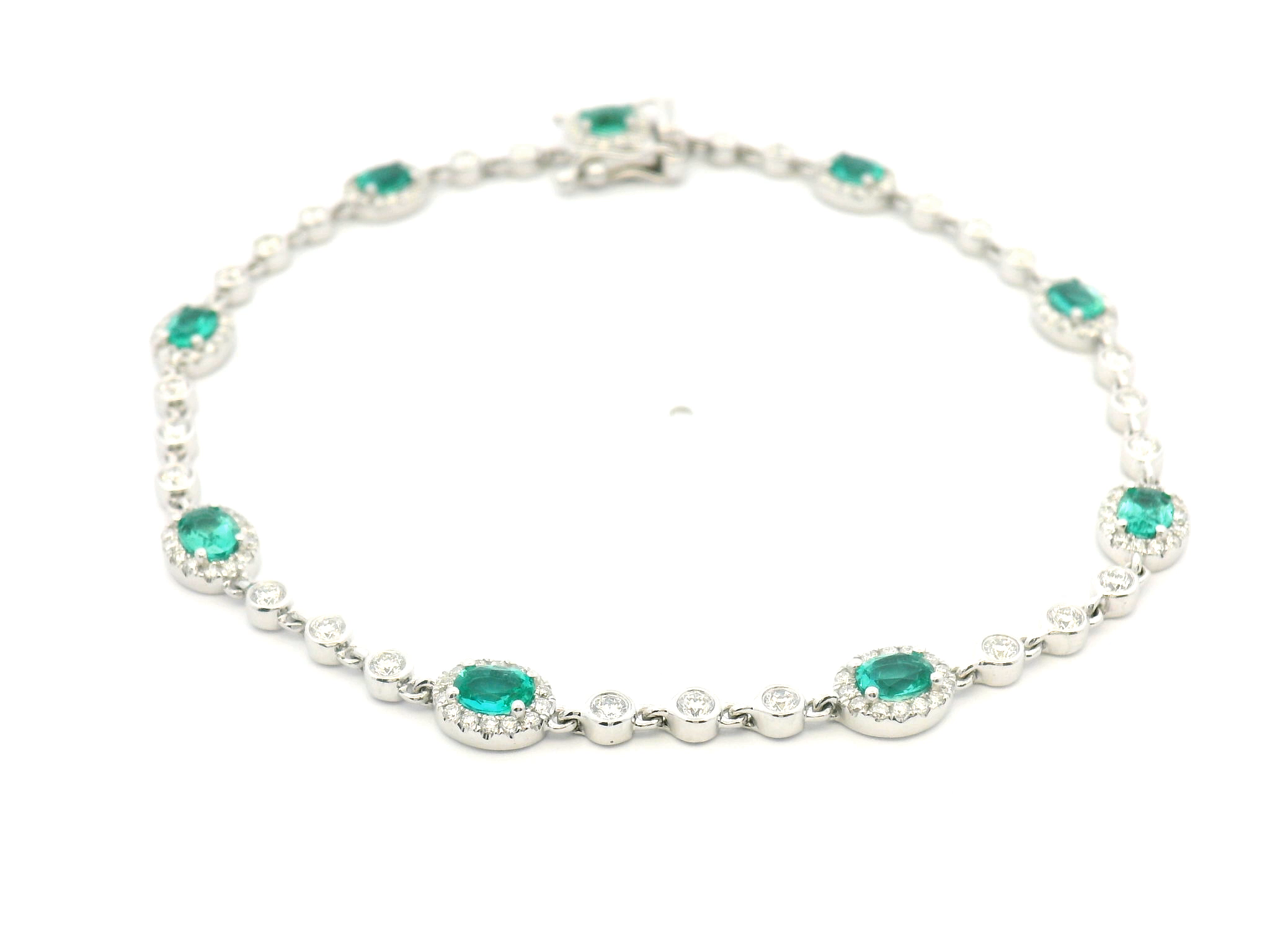 Oval Emerald Halo Bezel Bracelet