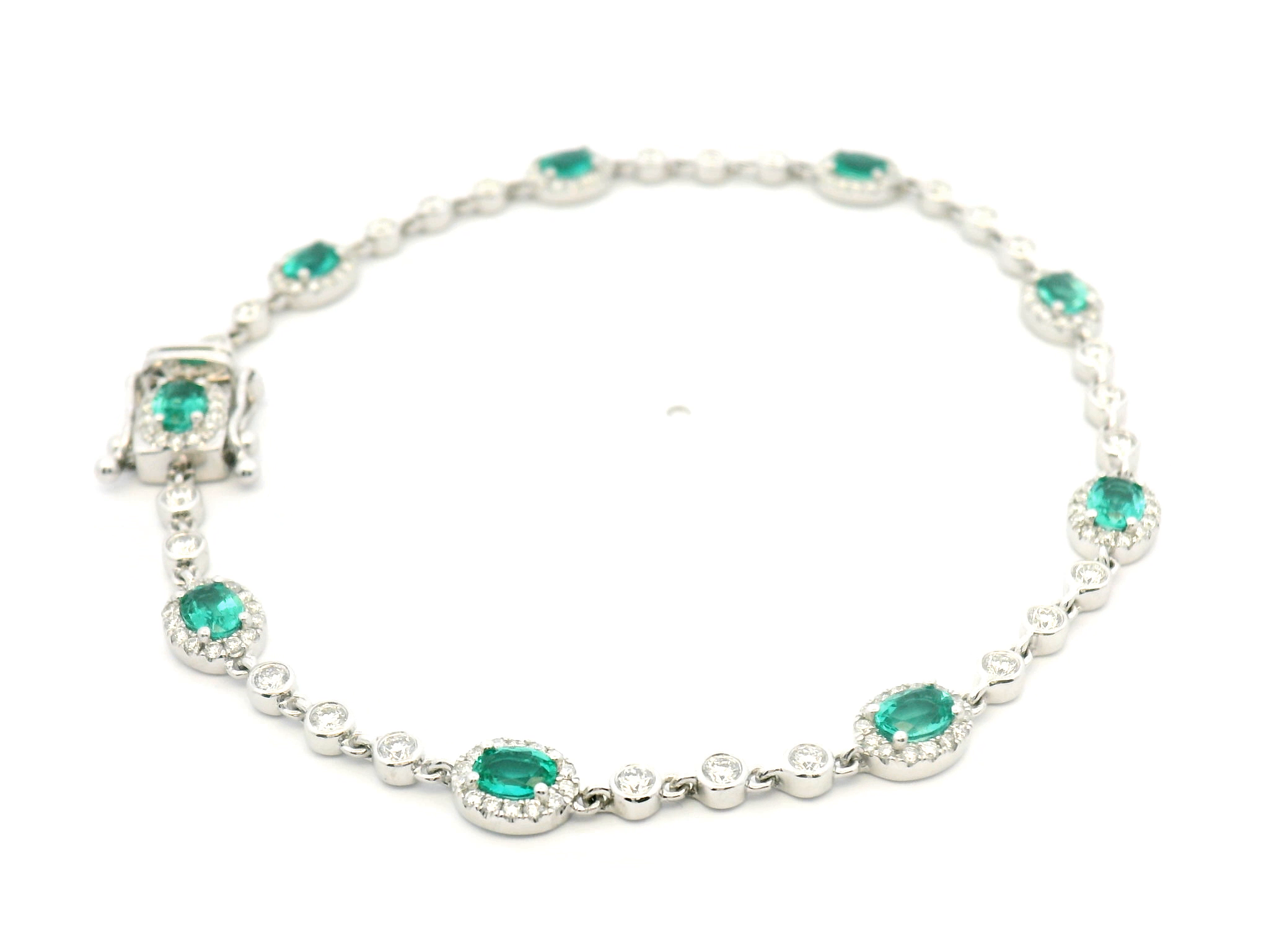 Oval Emerald Halo Bezel Bracelet