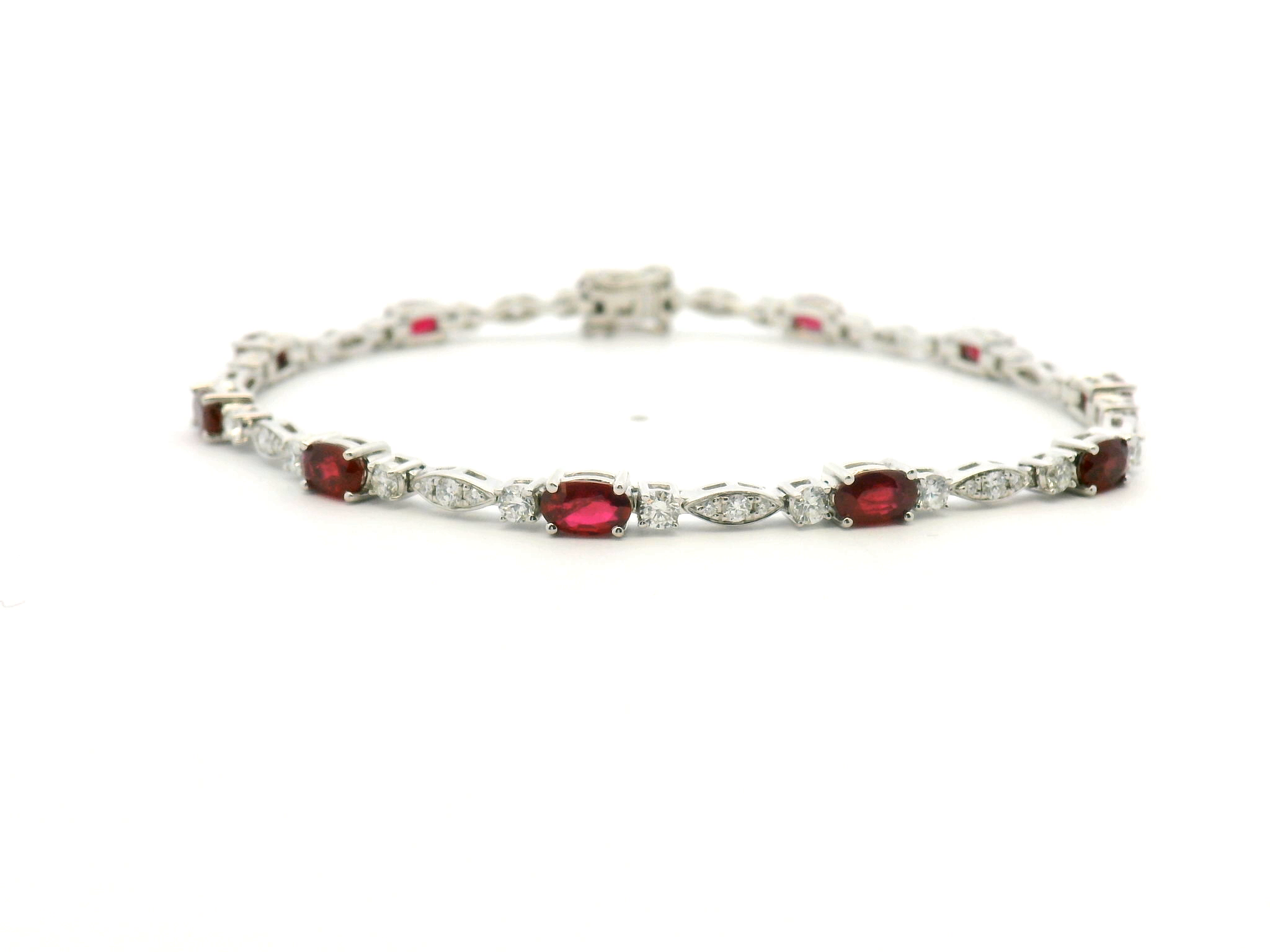 Ruby Diamond Alternating Tennis Bracelet