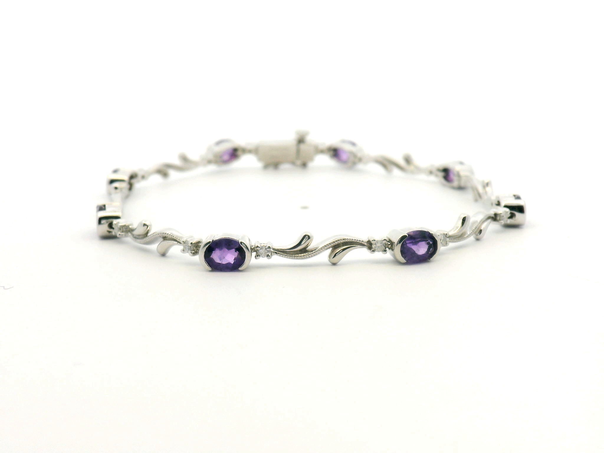 Alternating Amethyst & Diamond Tennis Bracelet