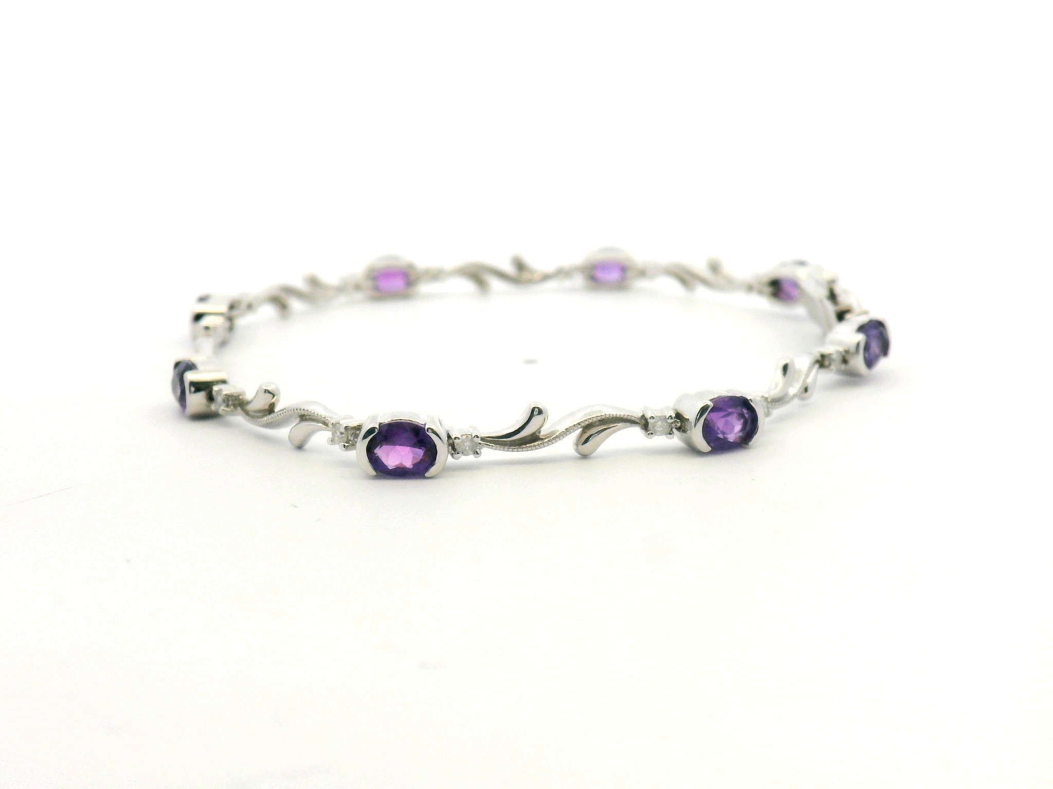 Alternating Amethyst & Diamond Tennis Bracelet