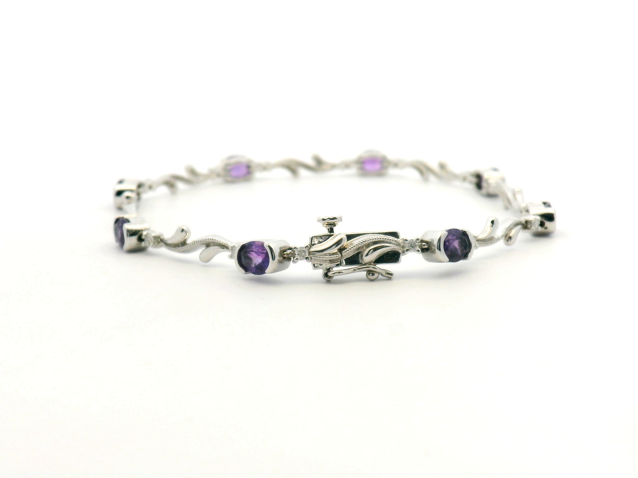 Alternating Amethyst & Diamond Tennis Bracelet