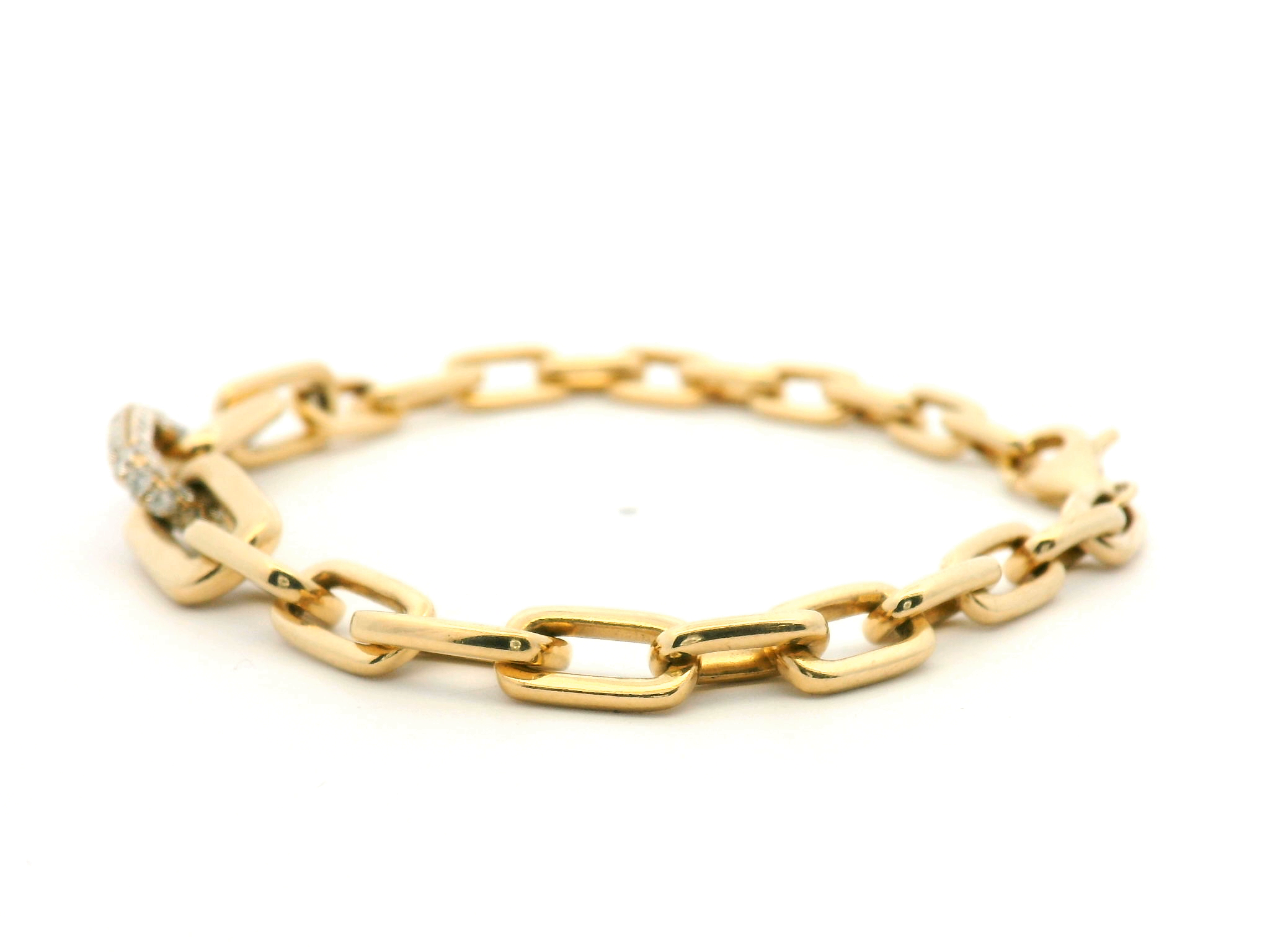 Gold Paperclip Bracelet with Diamond Link