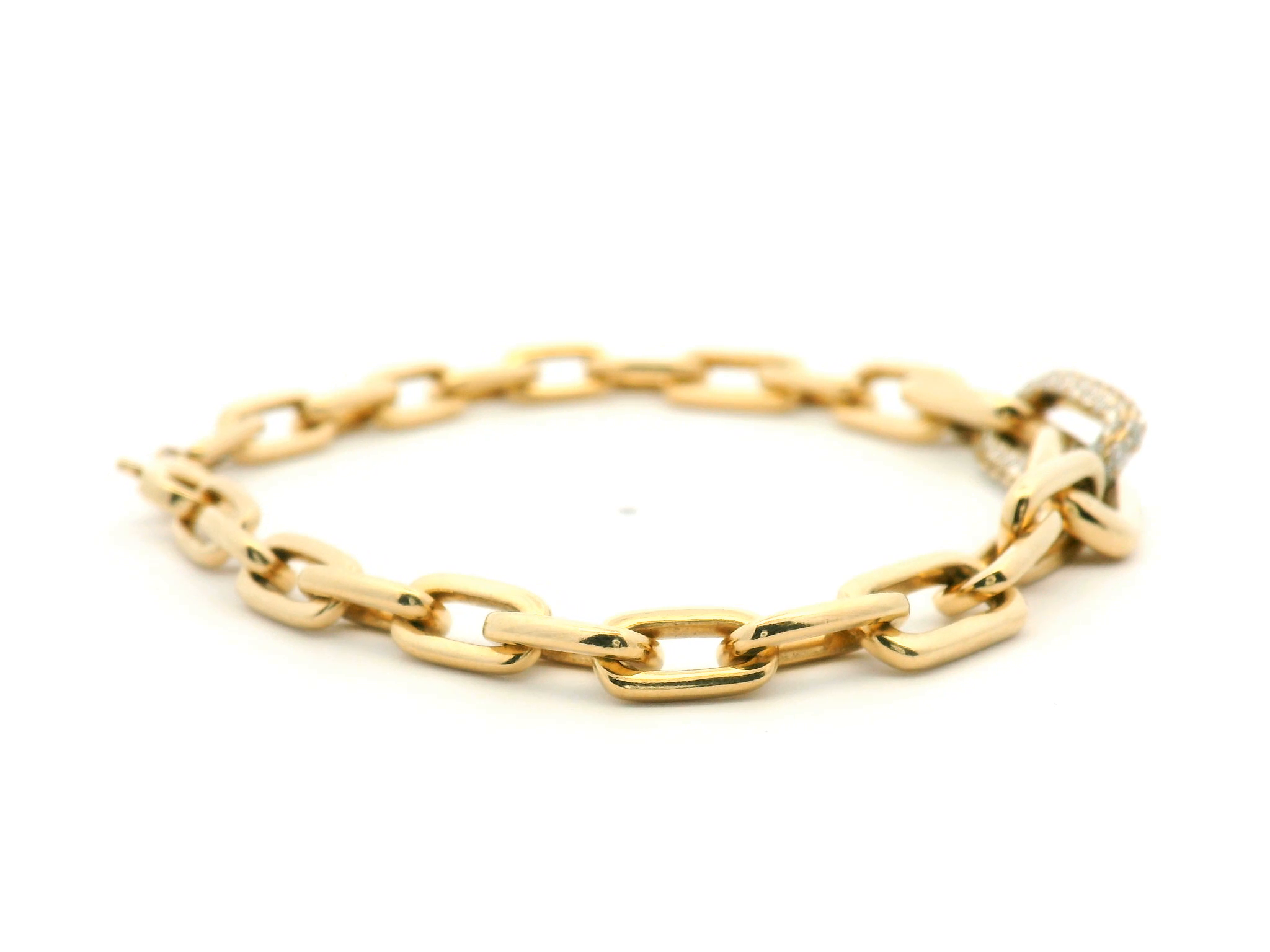 Gold Paperclip Bracelet with Diamond Link