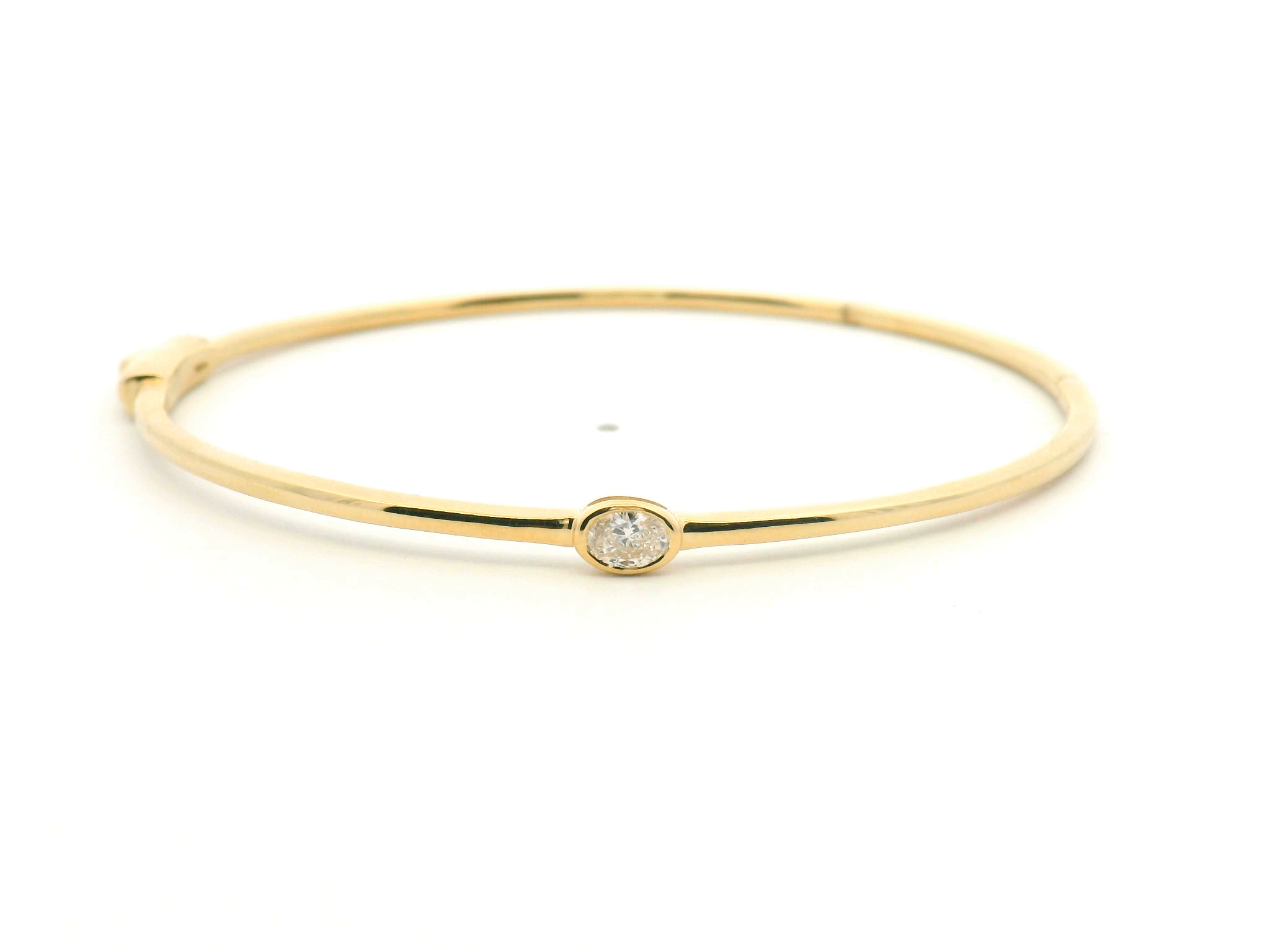 Bezel Set Oval Diamond Hinged Bangle Bracelet