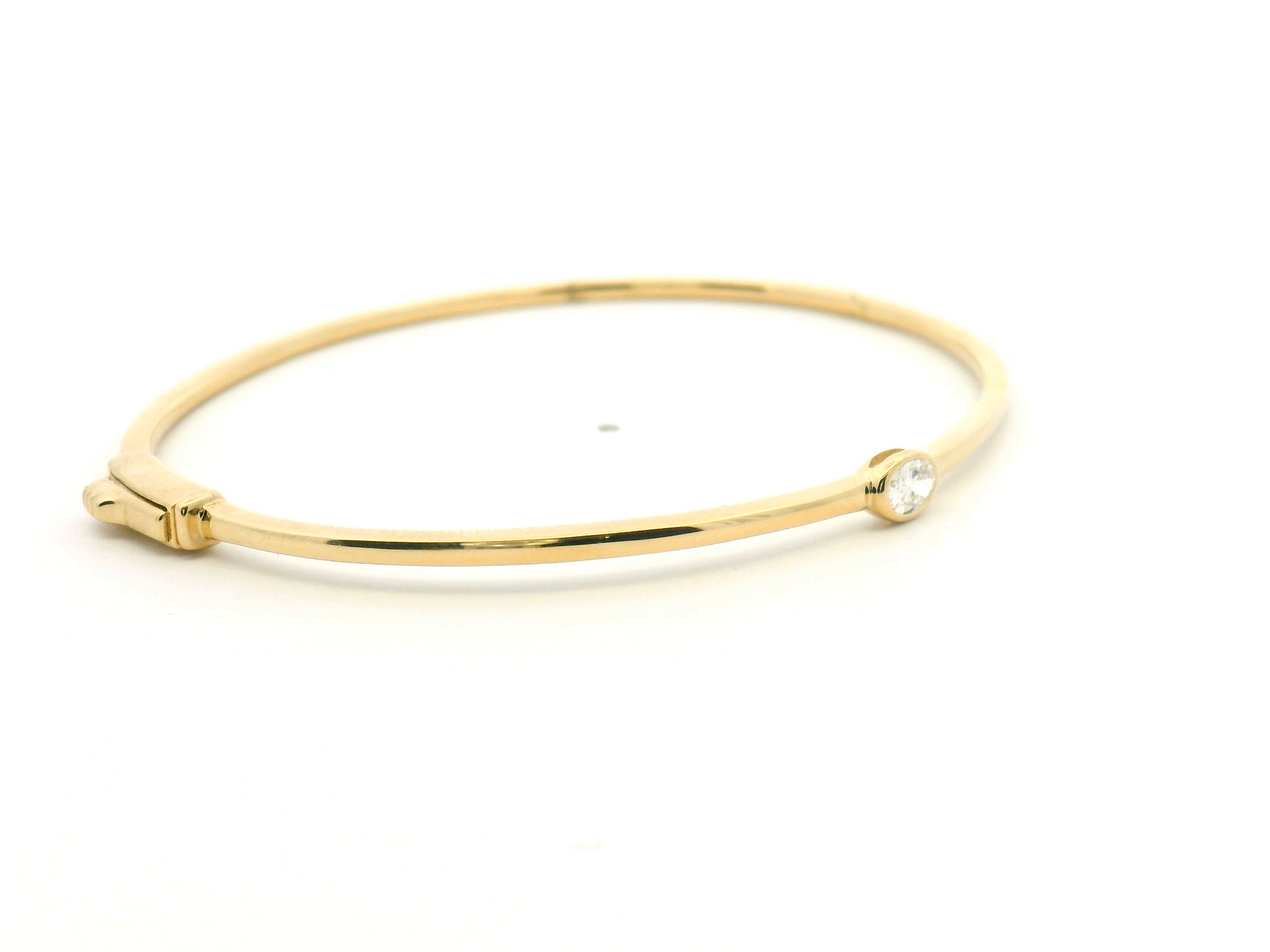 Bezel Set Oval Diamond Hinged Bangle Bracelet