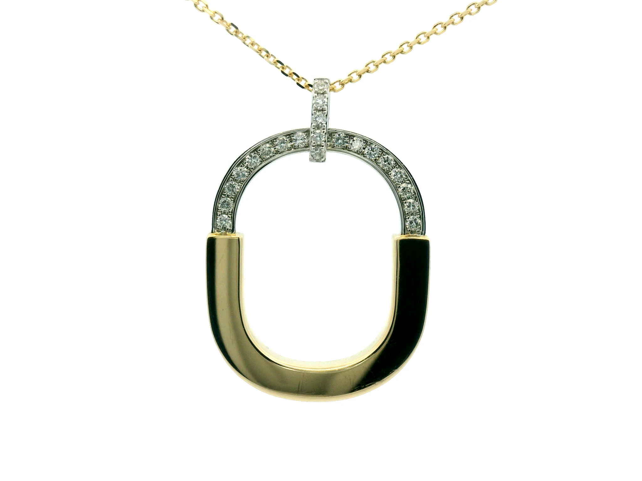 Two Tone Diamond Lock Pendant