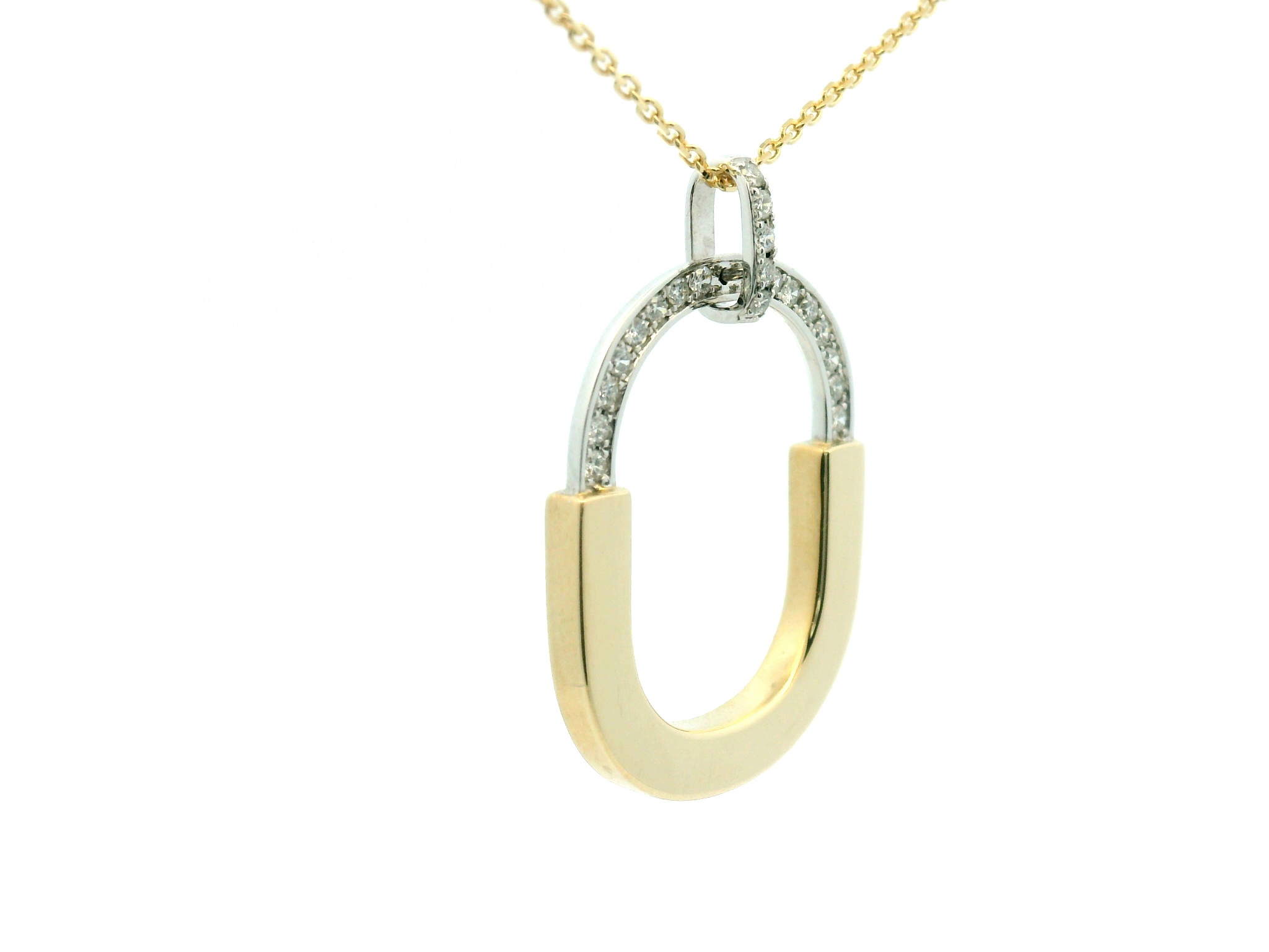 Two Tone Diamond Lock Pendant