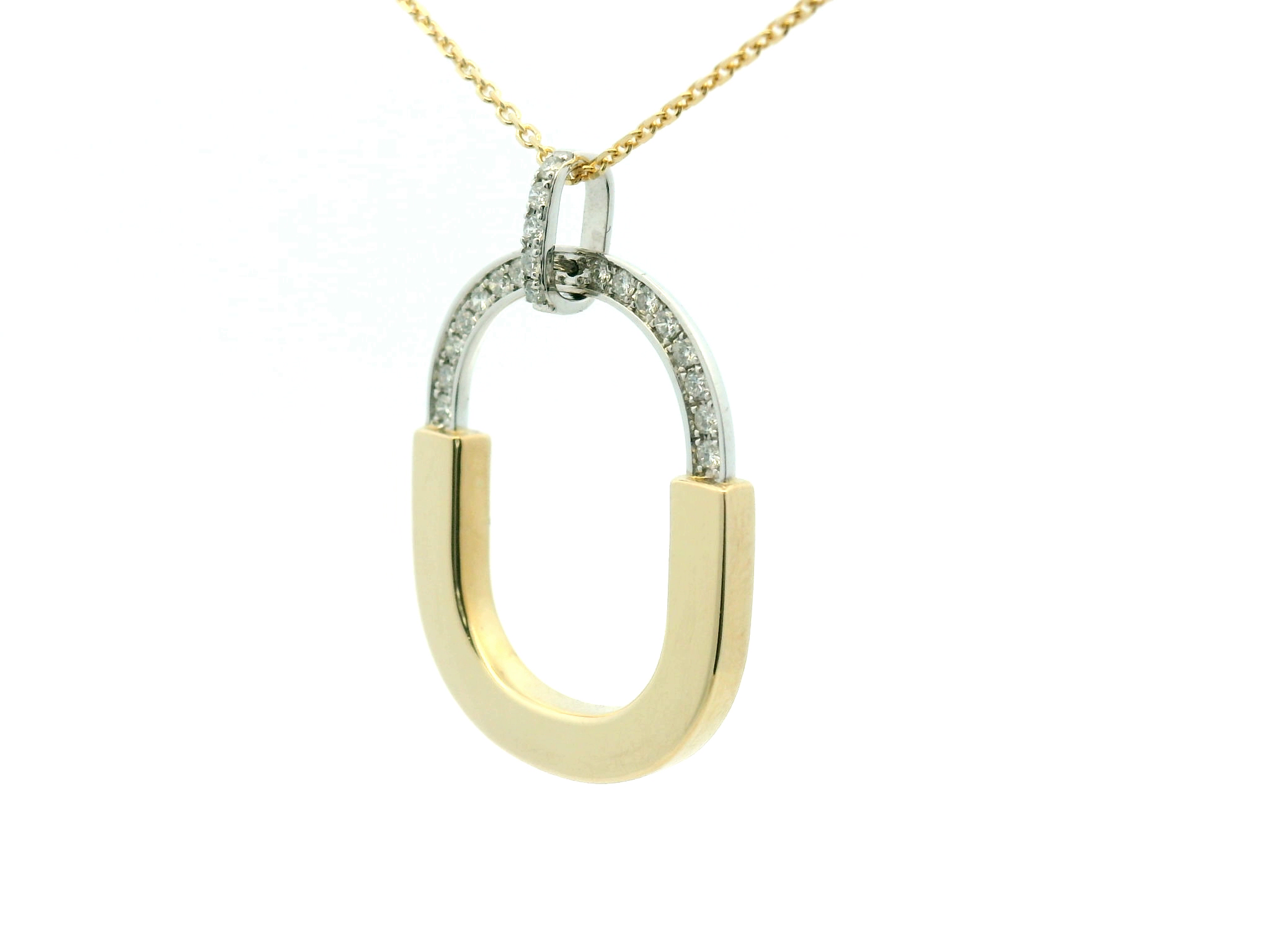 Two Tone Diamond Lock Pendant
