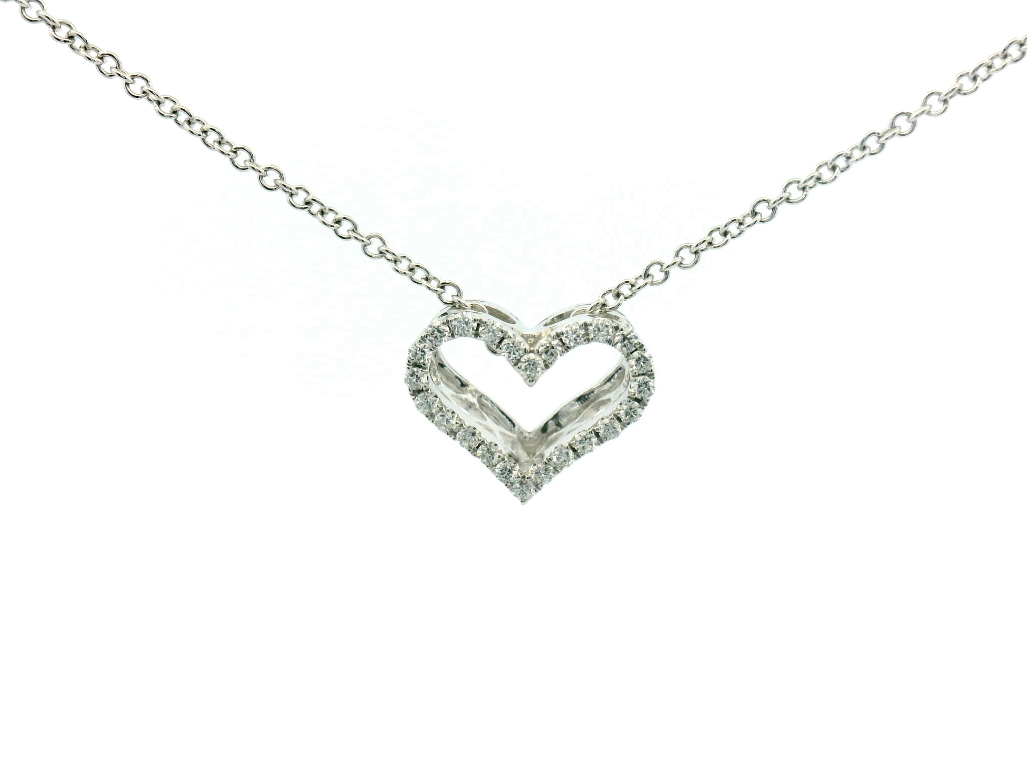 Diamond Open Heart Pendant Necklace