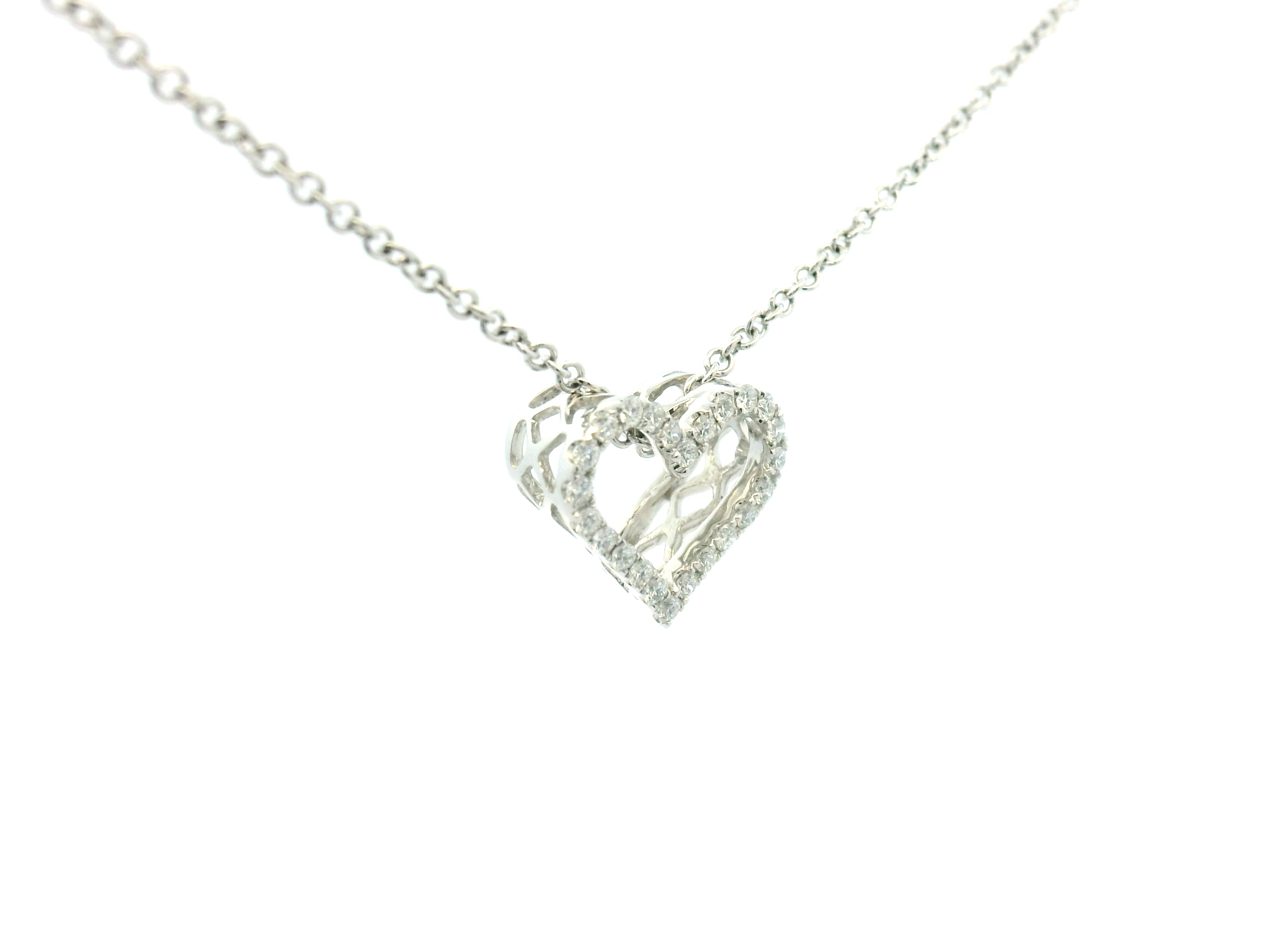 Diamond Open Heart Pendant Necklace
