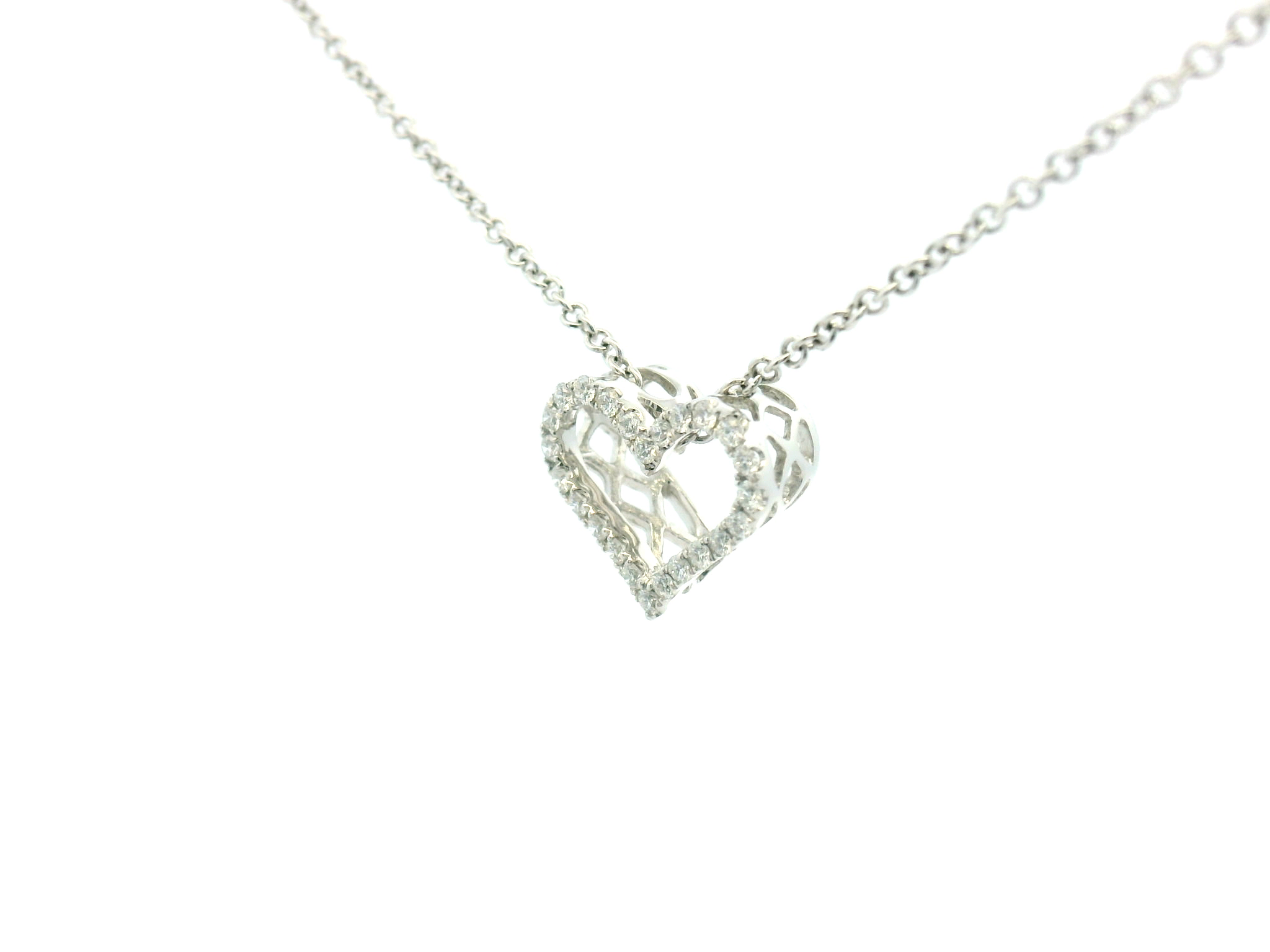 Diamond Open Heart Pendant Necklace
