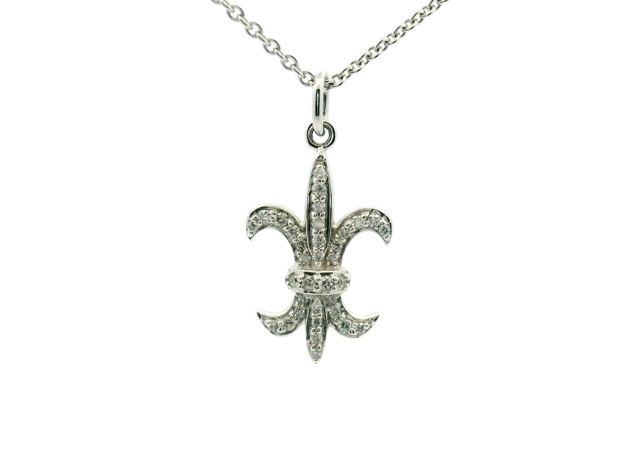 Diamond Fleur-De-Lis Pendant Necklace