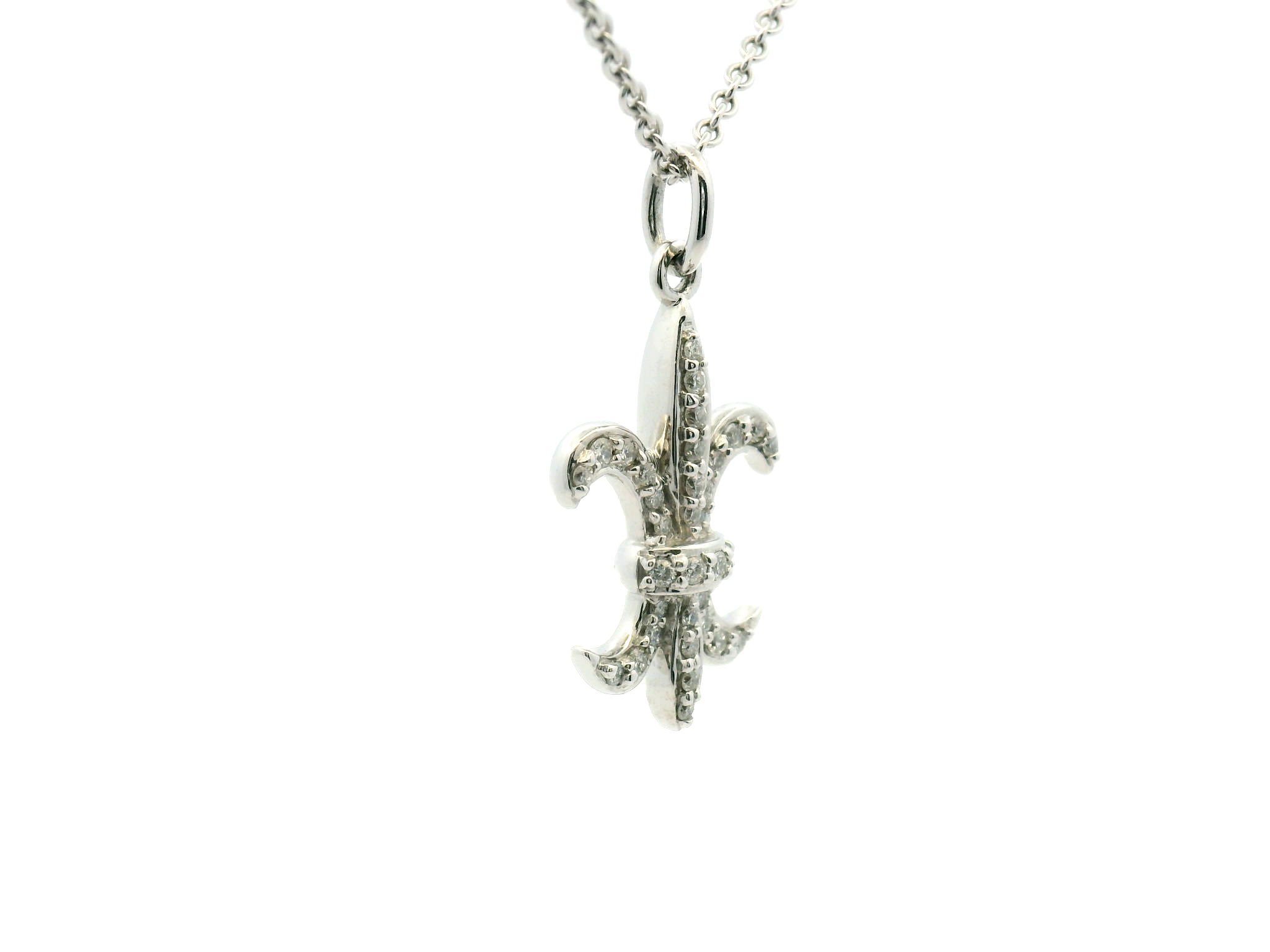 Diamond Fleur-De-Lis Pendant Necklace