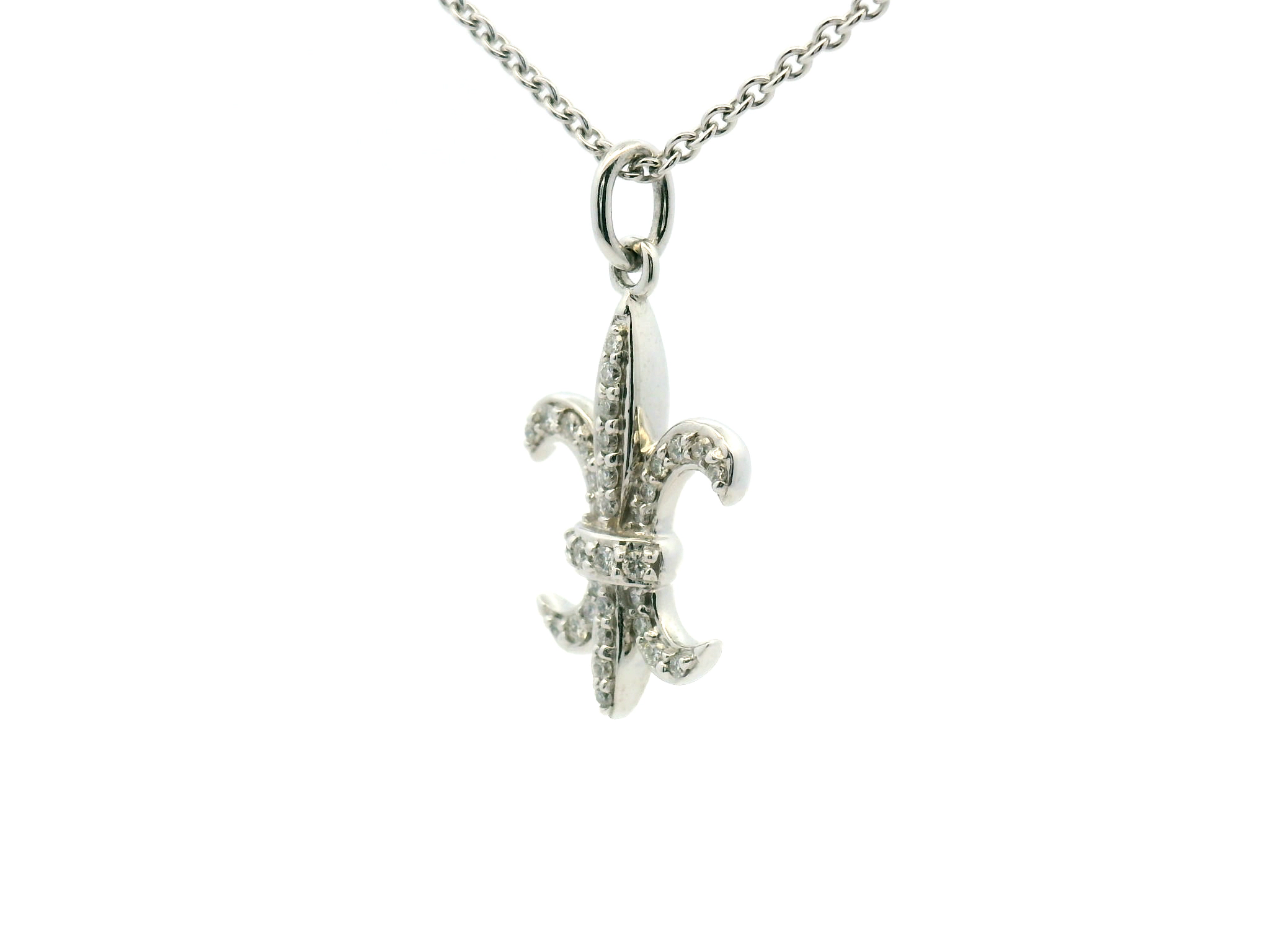 Diamond Fleur-De-Lis Pendant Necklace