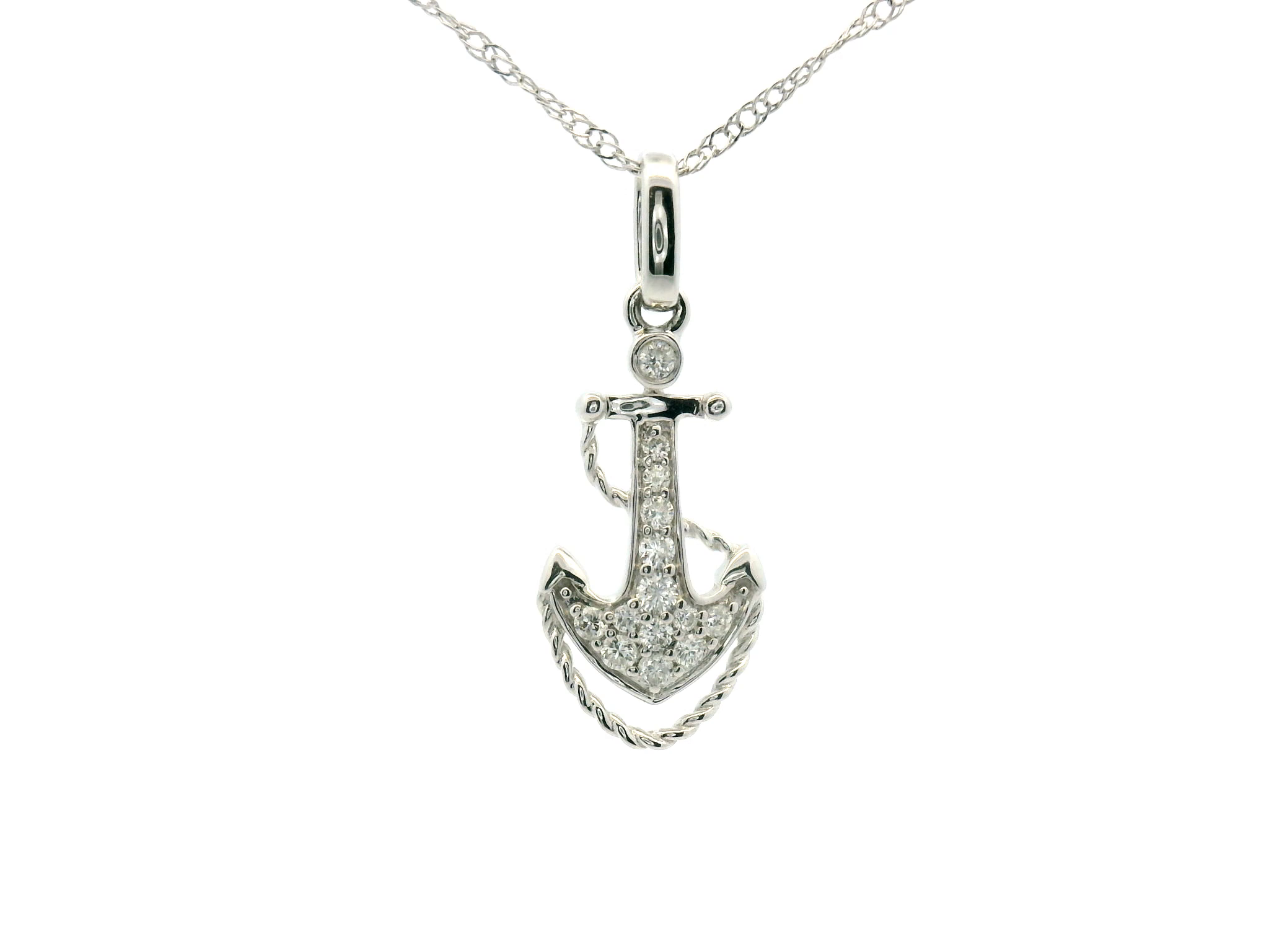Diamond Anchor Pendant Necklace