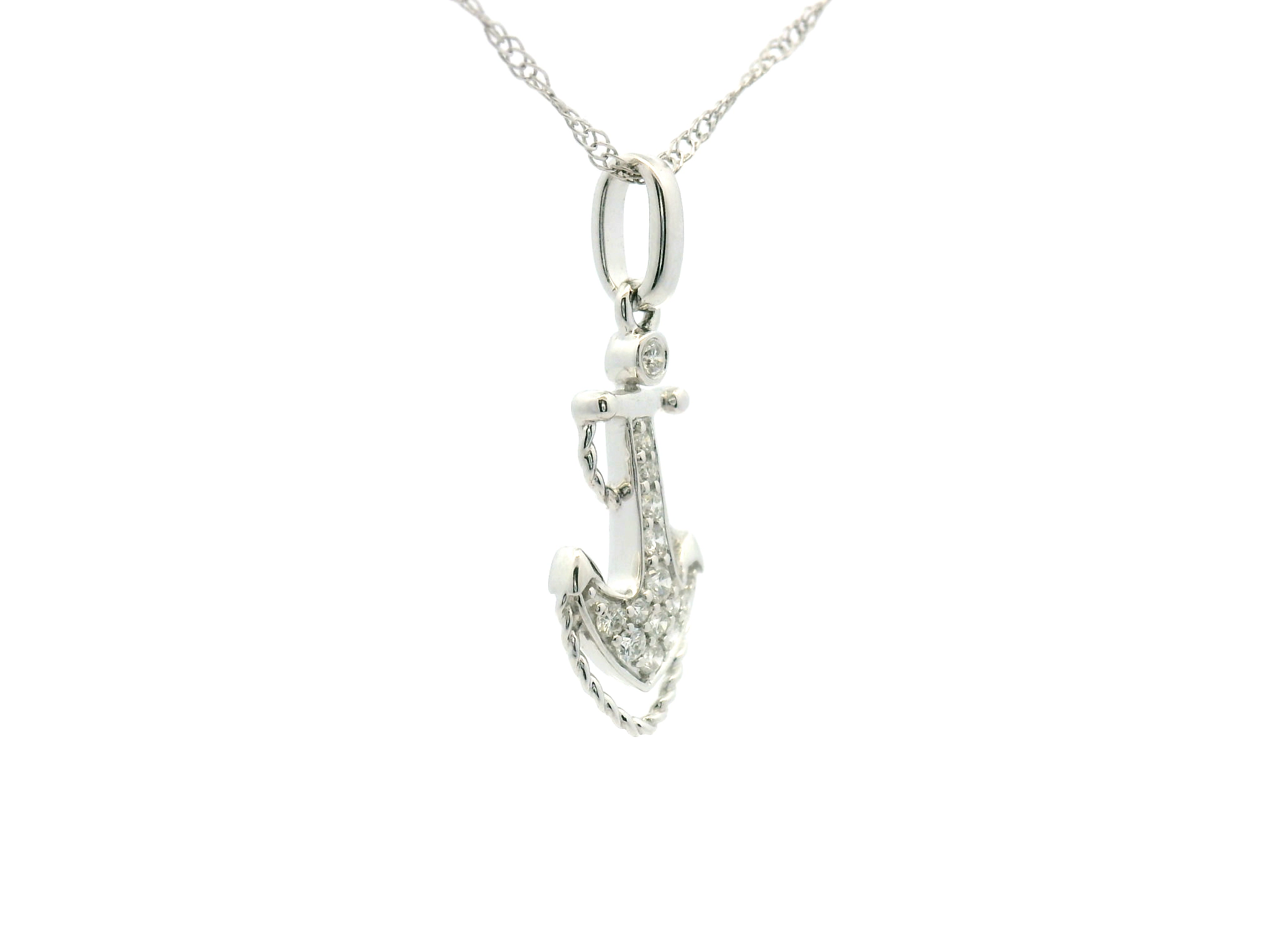 Diamond Anchor Pendant Necklace