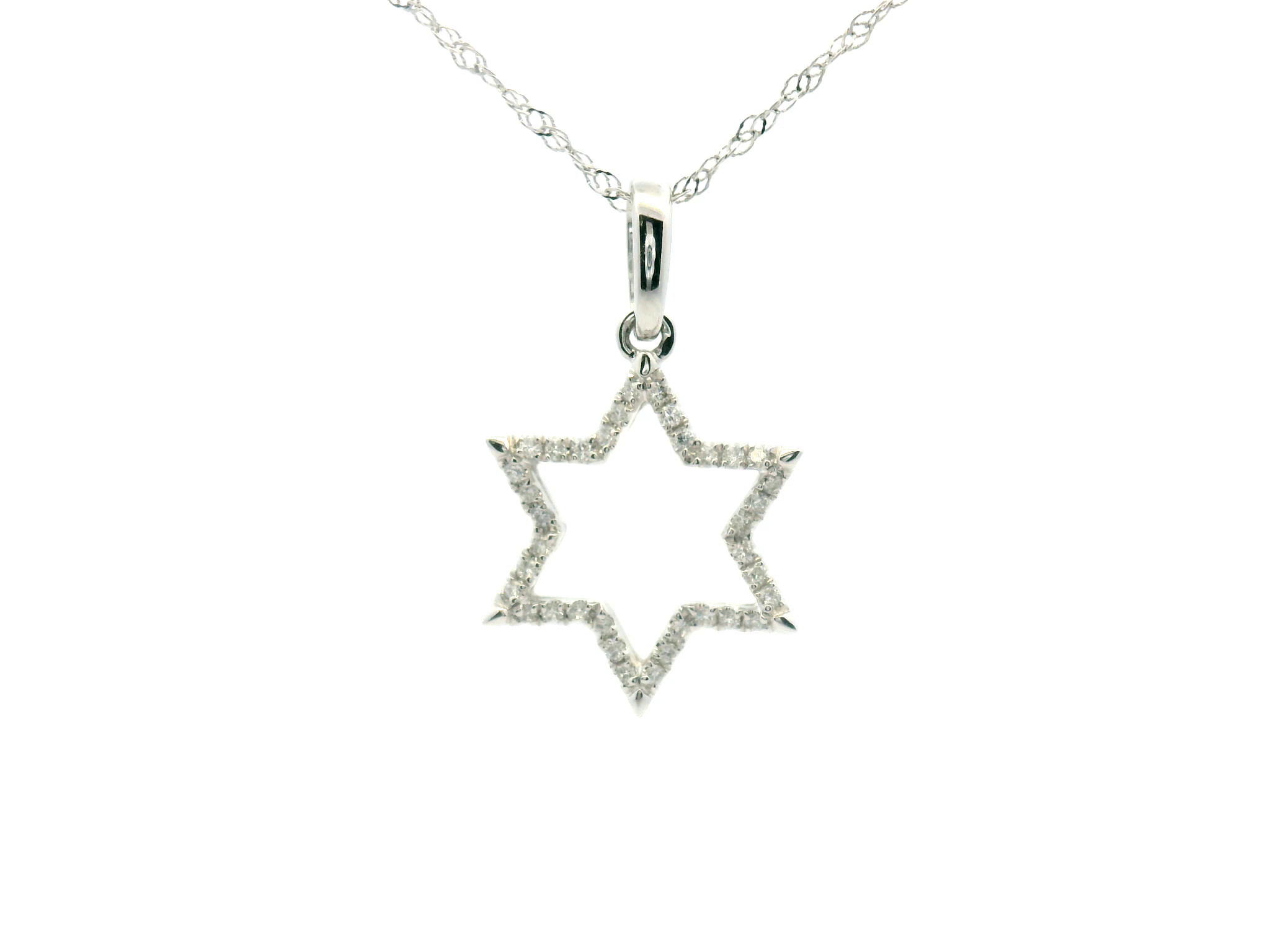 Diamond Star of David Pendant Necklace