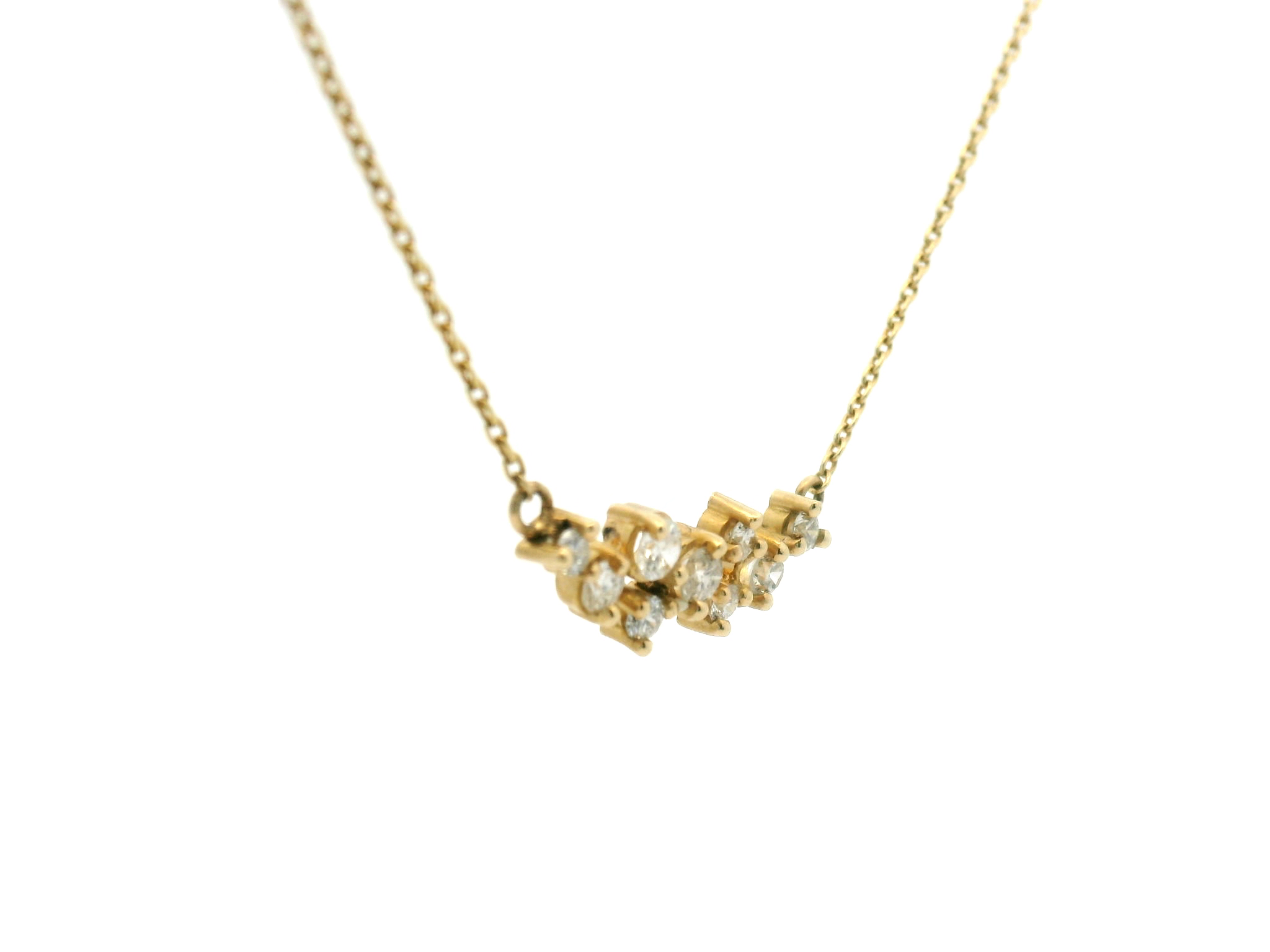 Diamond Cluster Bar Stationary Pendant Necklace