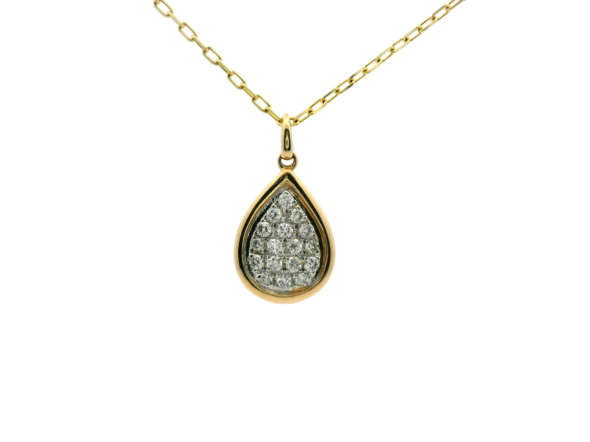 Diamond Cluster Teardrop Pendant Necklace