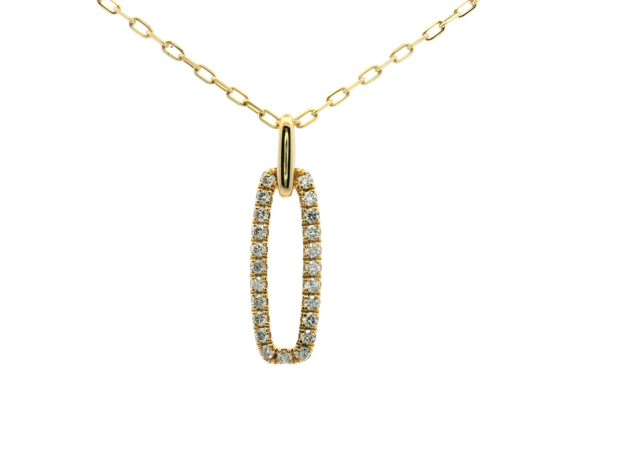 Diamond Oval Dangle Pendant Necklace