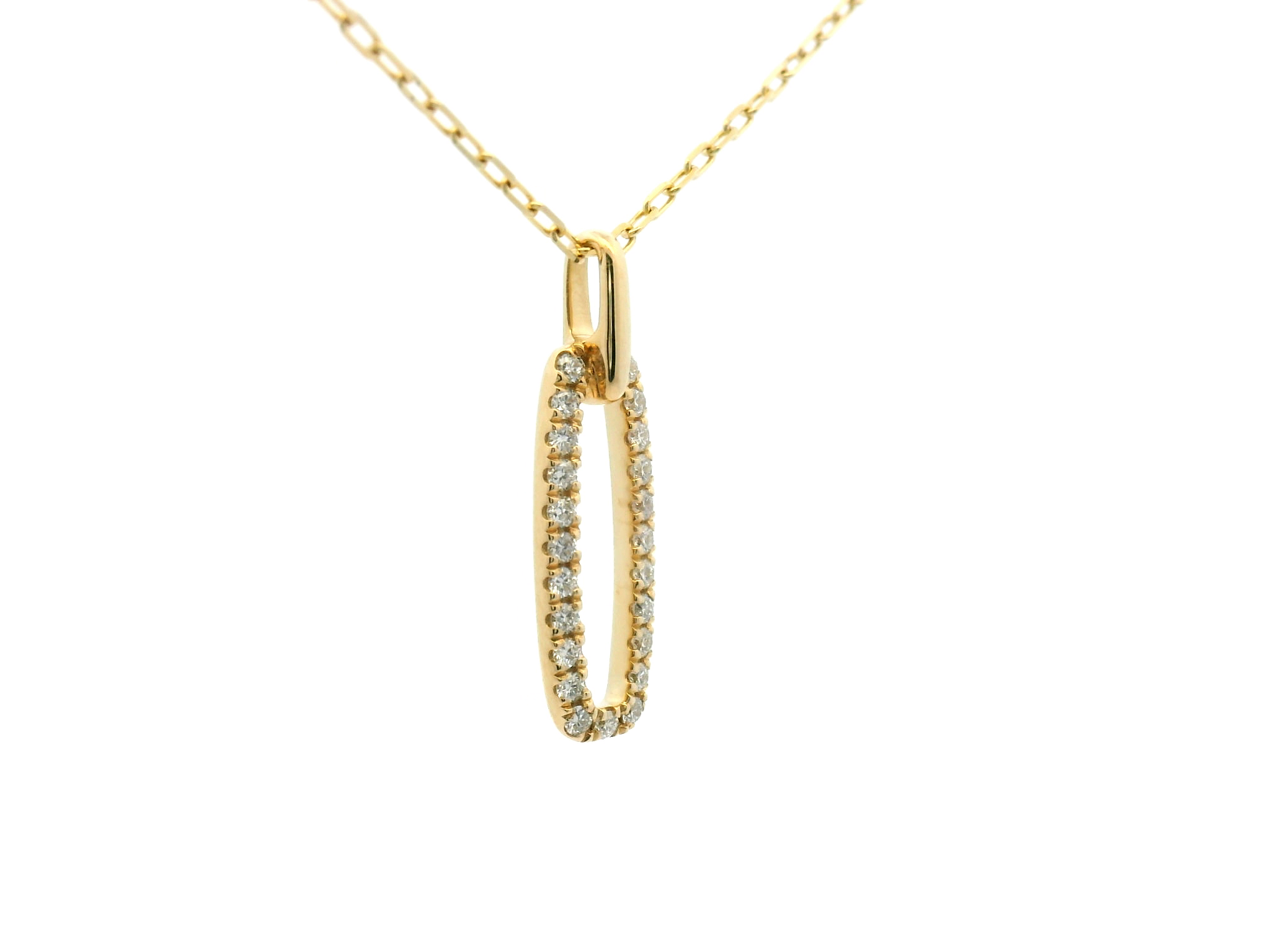 Diamond Oval Dangle Pendant Necklace