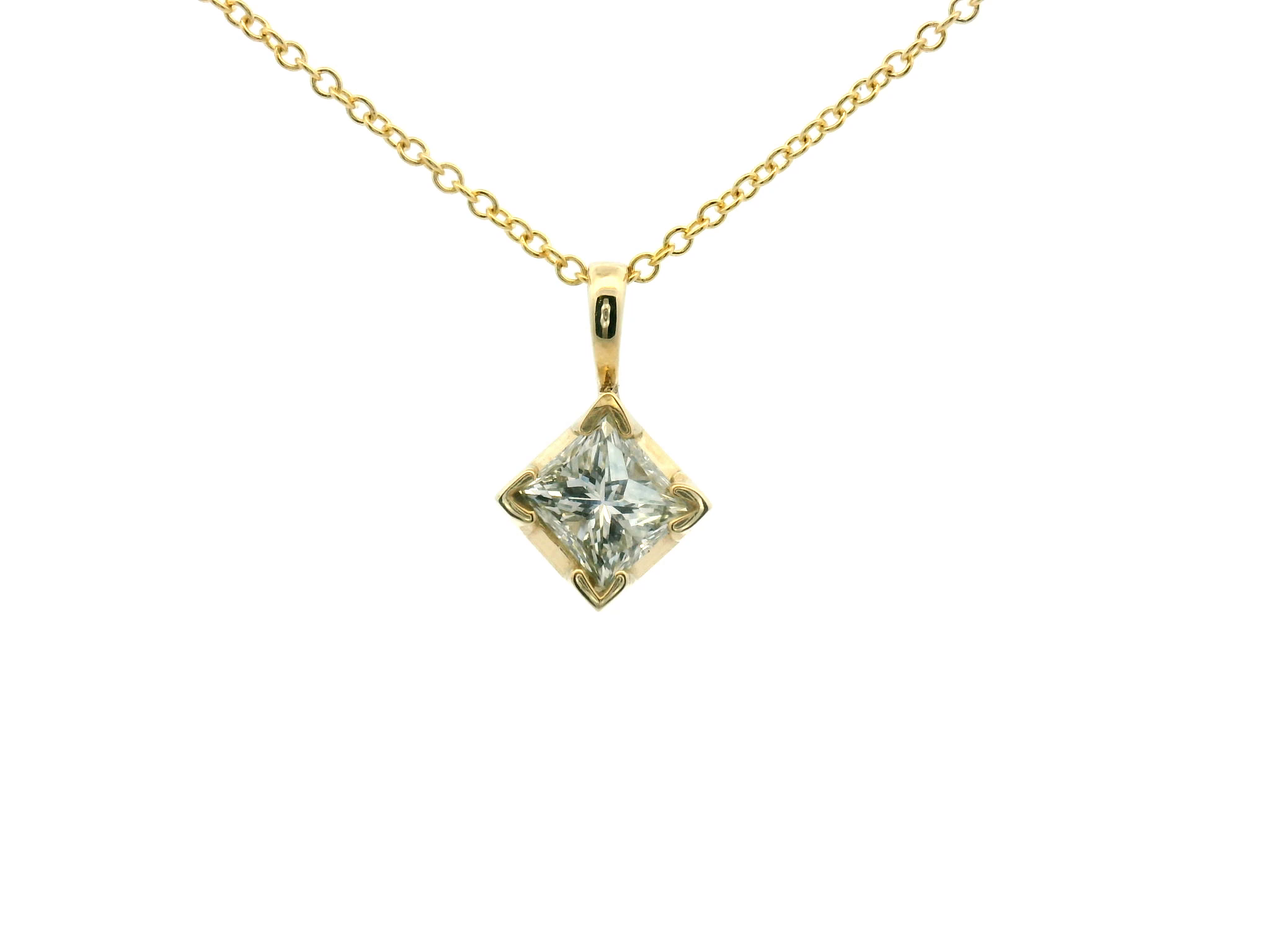 Princess Cut Diamond Pendant Necklace