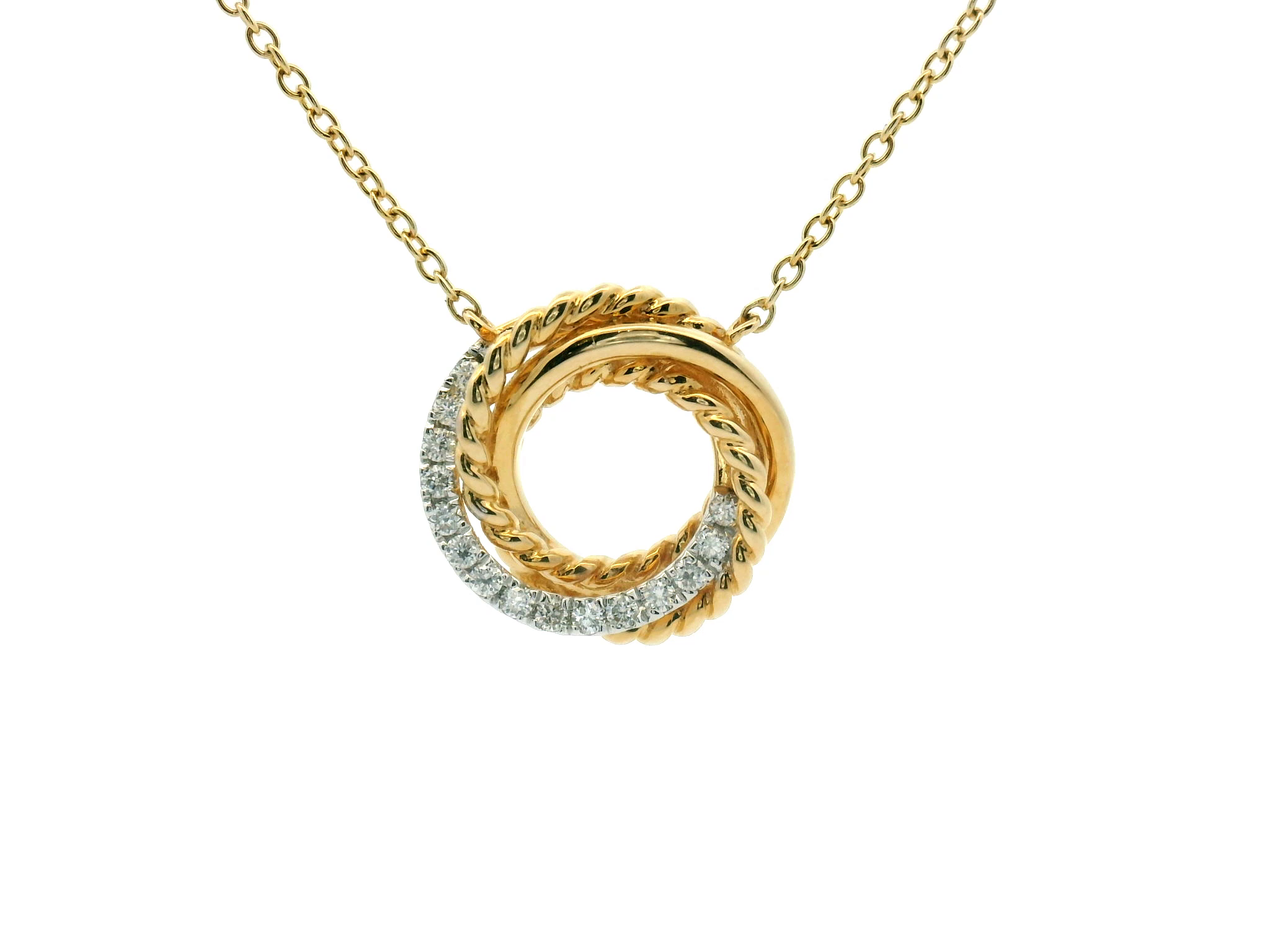 Diamond Stationary Pinwheel Pendant Necklace