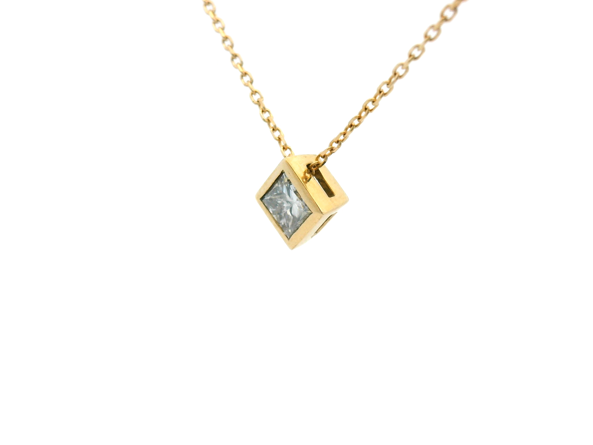 Princess Cut Bezel Diamond Pendant Necklace