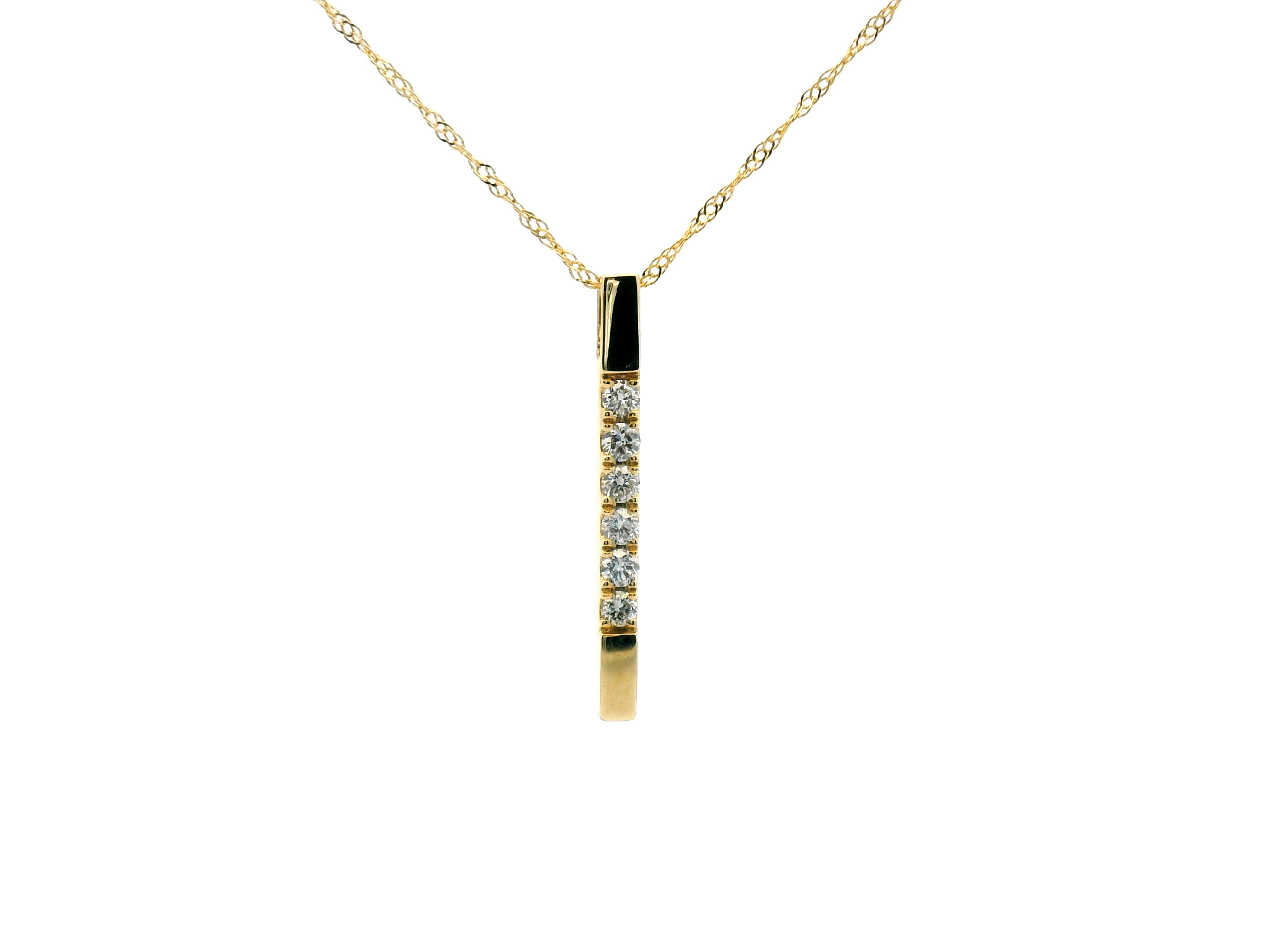 Diamond Bar Drop Pendant Necklace
