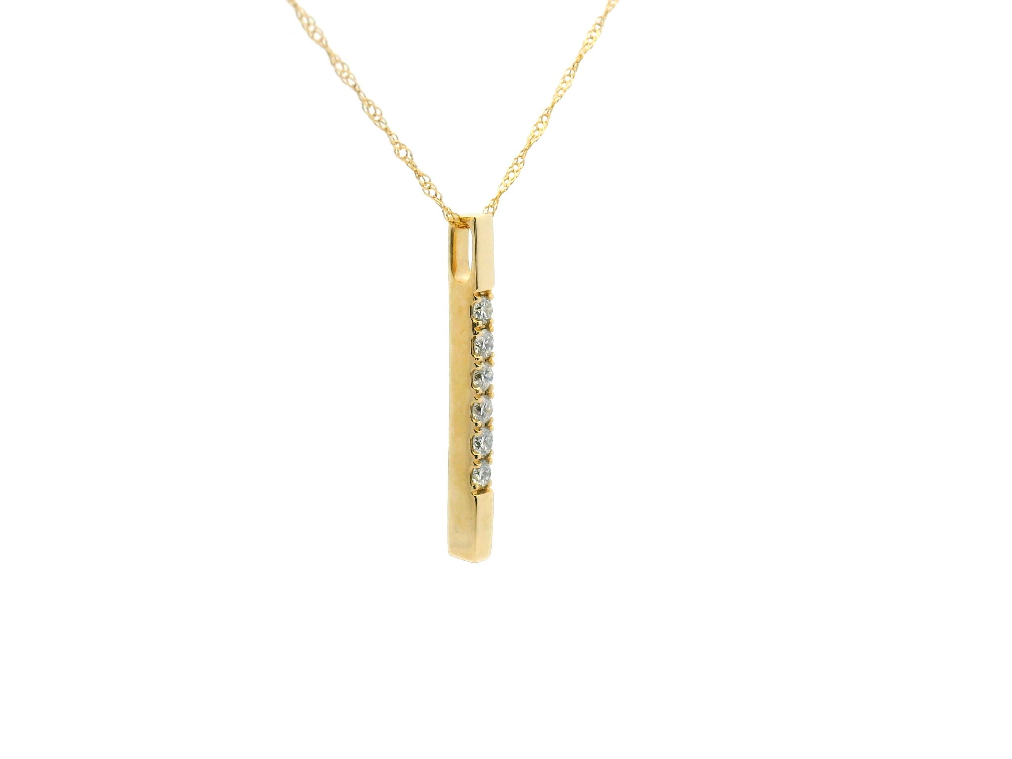 Diamond Bar Drop Pendant Necklace