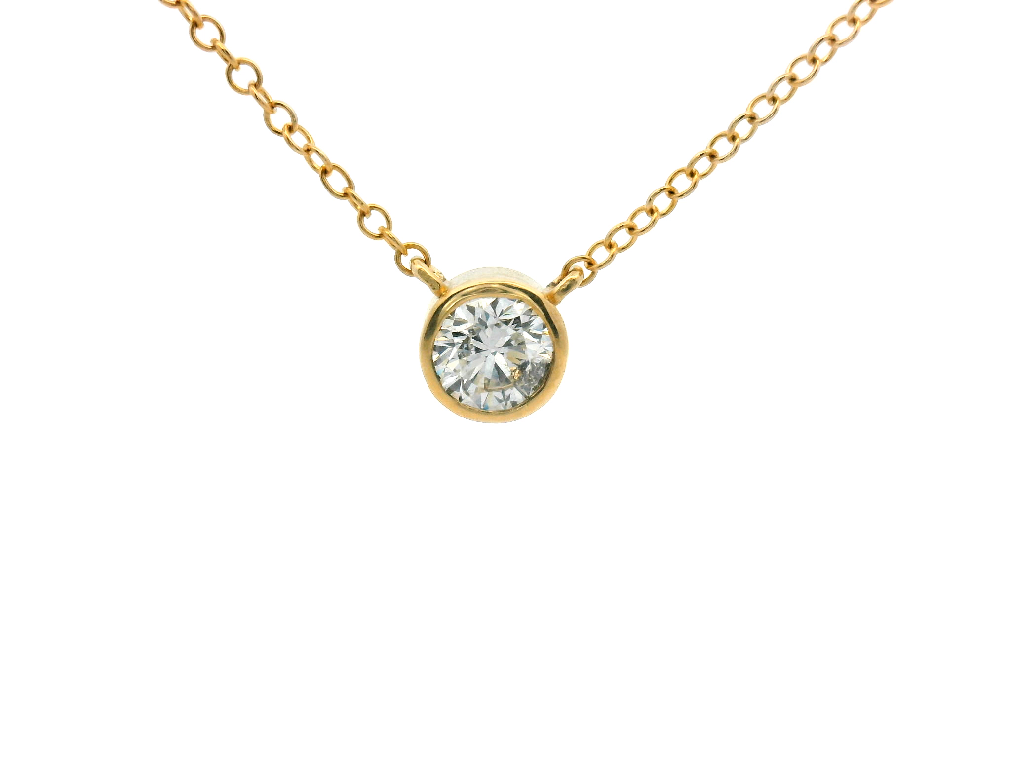Round Bezel Set Diamond Pendant Necklace